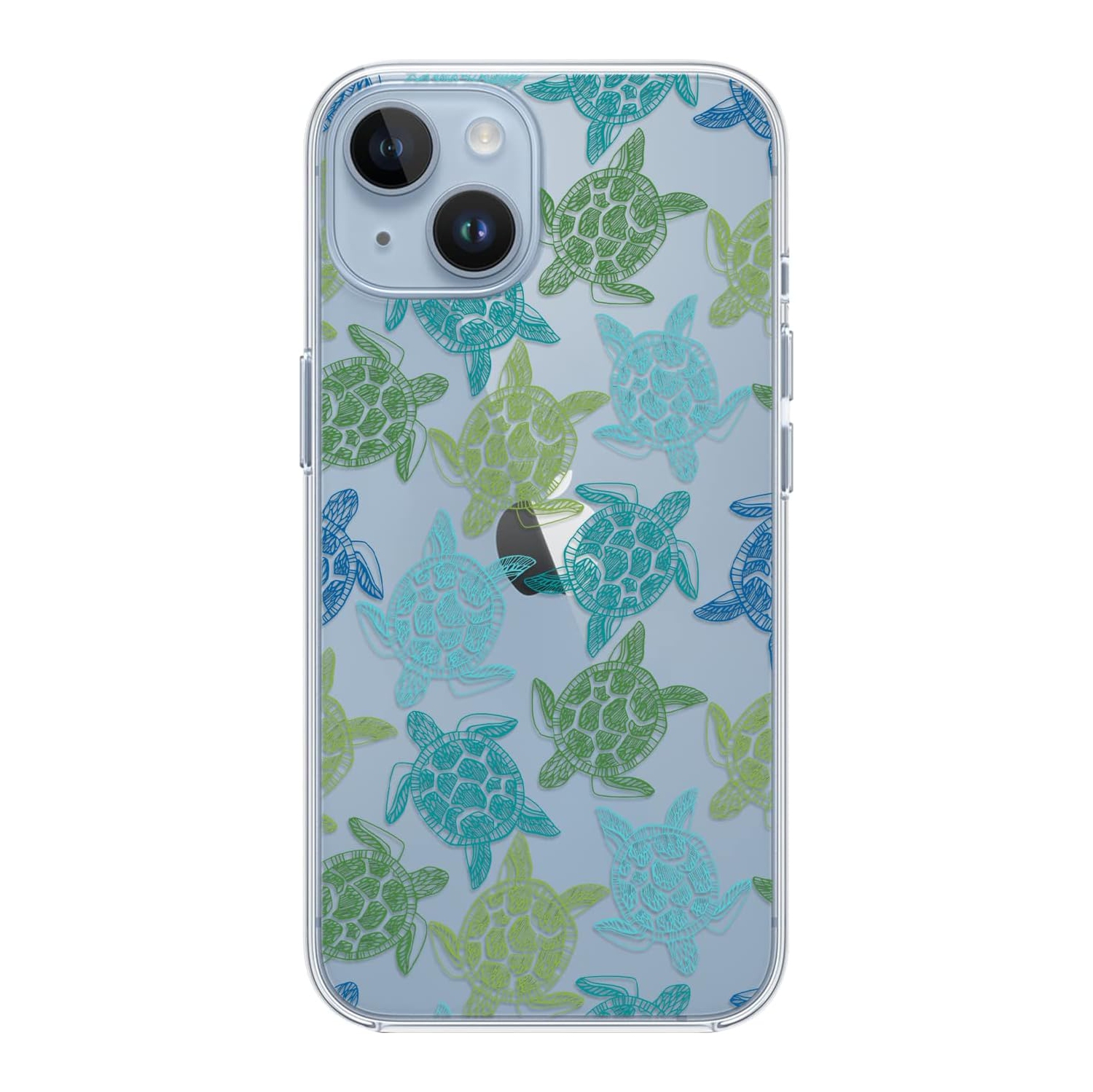 for iPhone 14 Case, Fun Turtle Pattern Cool Ocean Fish Beach Design Transparent Soft TPU Protective Clear Case
