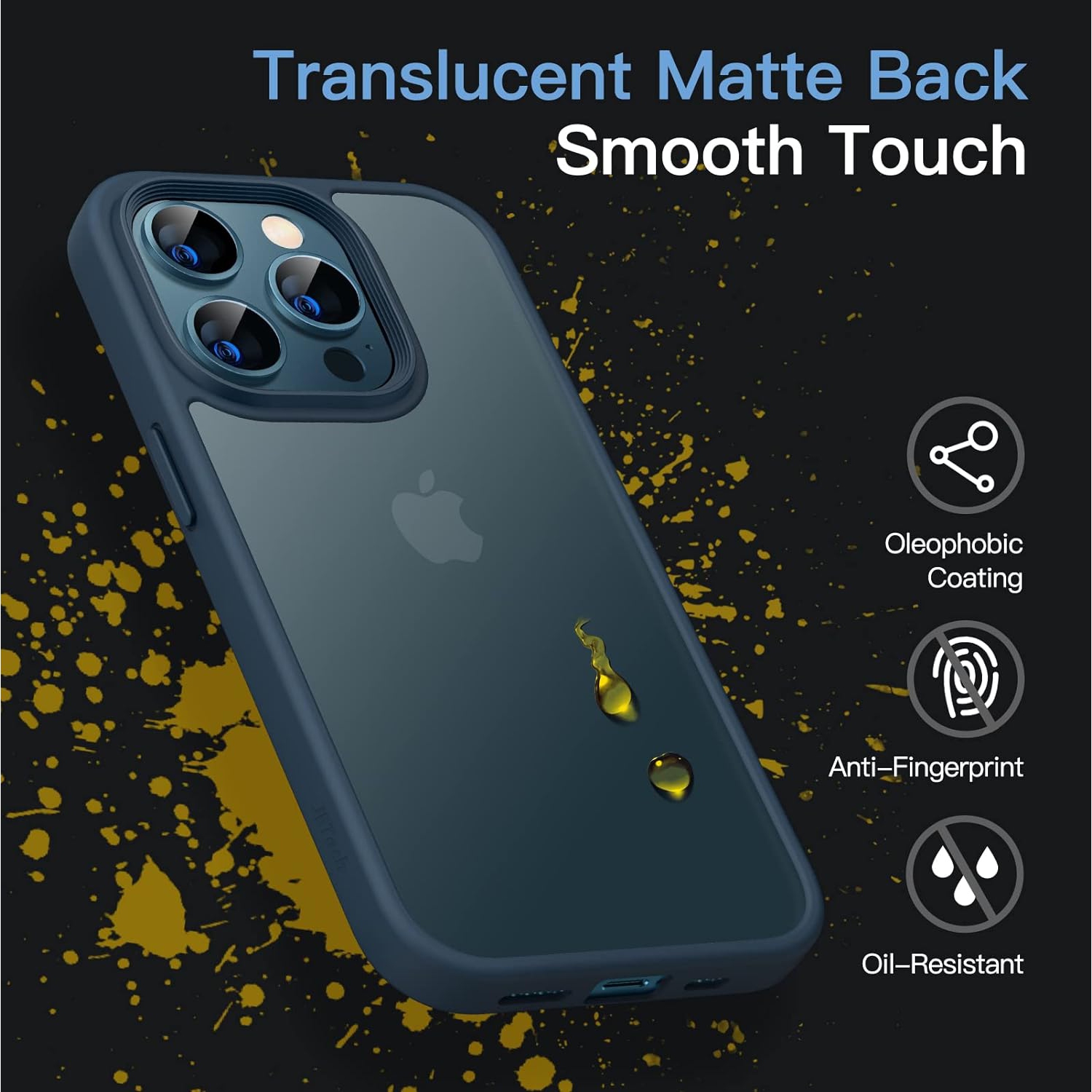 Matte Case for iPhone 12 Pro Max 6.7-Inch, Shockproof Military Grade Drop Protection, Frosted Translucent Back