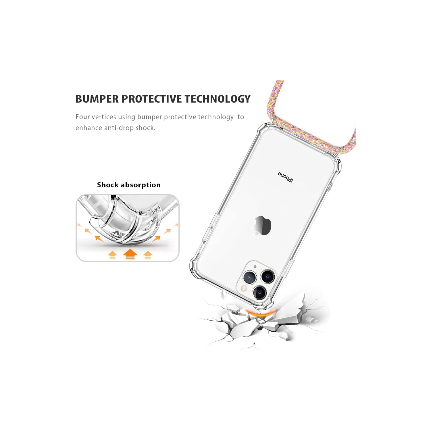 Crossbody Case for iPhone 11 Pro 5.8" [ with Adjustable Lanyard Phone Strap ] Shockproof Phone Case for iPhone