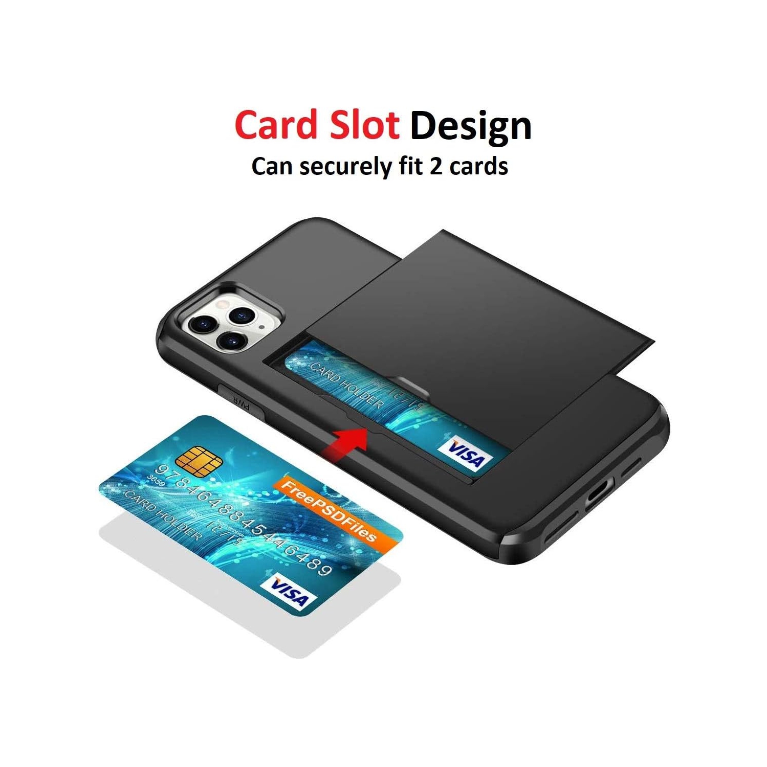 [Wallet Armor] Case for iPhone 11 Pro Max, Shockproof Impact Resistant [Credit Card Holder] Protective Heavy