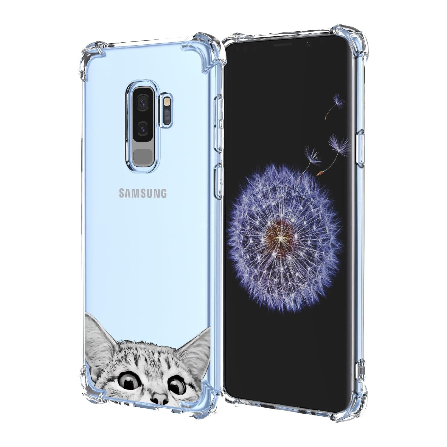for Galaxy S9+ Case Samsung S9 Plus Case Clear Cute Cat Pattern Cartoon Animal Design Soft TPU Cover Shockproof