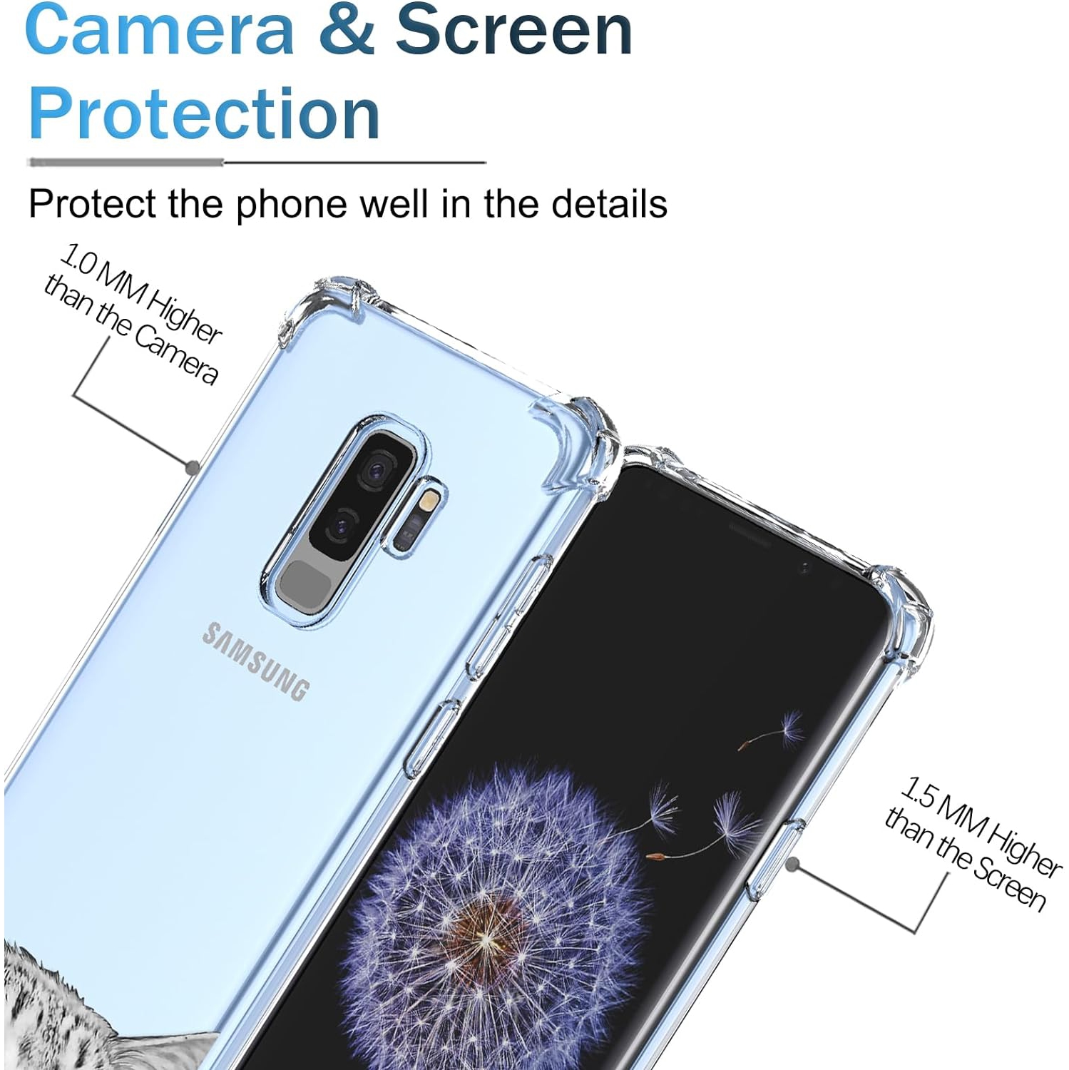 for Galaxy S9+ Case Samsung S9 Plus Case Clear Cute Cat Pattern Cartoon Animal Design Soft TPU Cover Shockproof