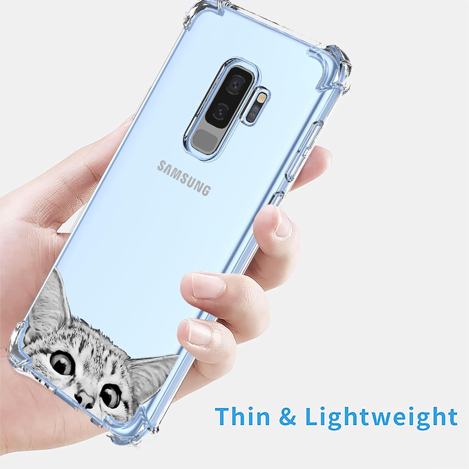 for Galaxy S9+ Case Samsung S9 Plus Case Clear Cute Cat Pattern Cartoon Animal Design Soft TPU Cover Shockproof