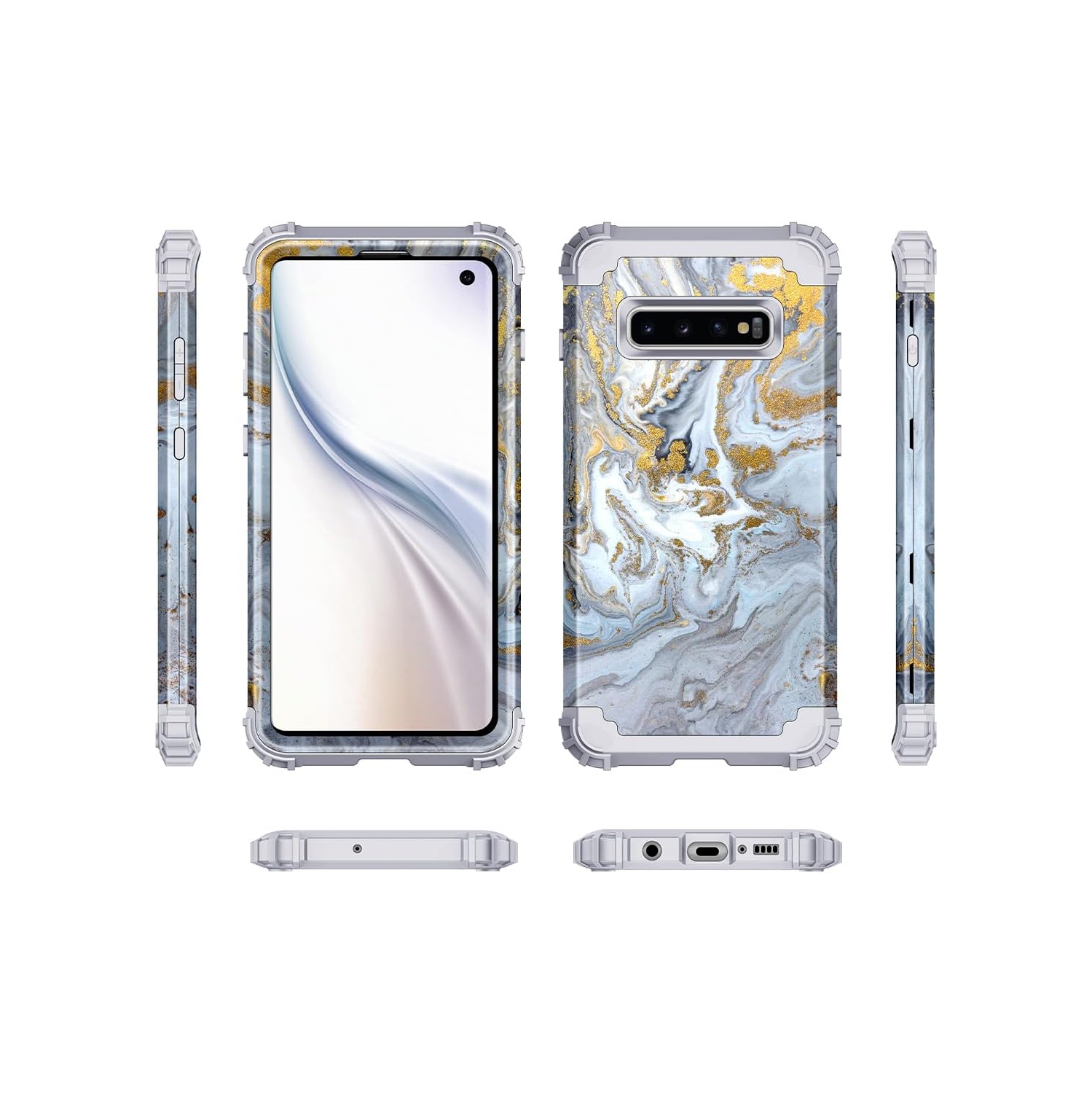 Compatible avec les étuis pour Galaxy S10, les protecteurs robustes à 3 couches en polycarbonate rigide et en silicone souple offrent une protection