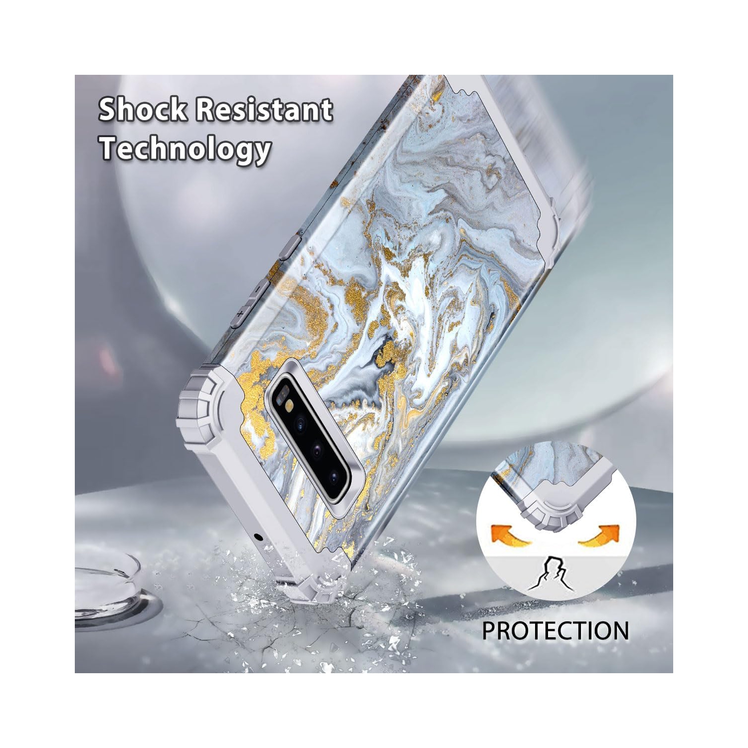 Compatible avec les étuis pour Galaxy S10, les protecteurs robustes à 3 couches en polycarbonate rigide et en silicone souple offrent une protection