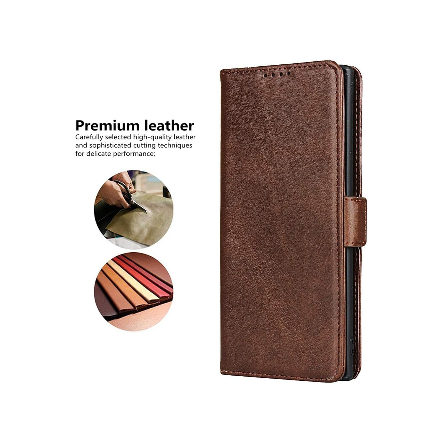 Pour étui-portefeuille Ultra pour Galaxy Note 20 de Samsung, béquille magnétique en polyuréthane de qualité supérieure avec fentes pour cartes