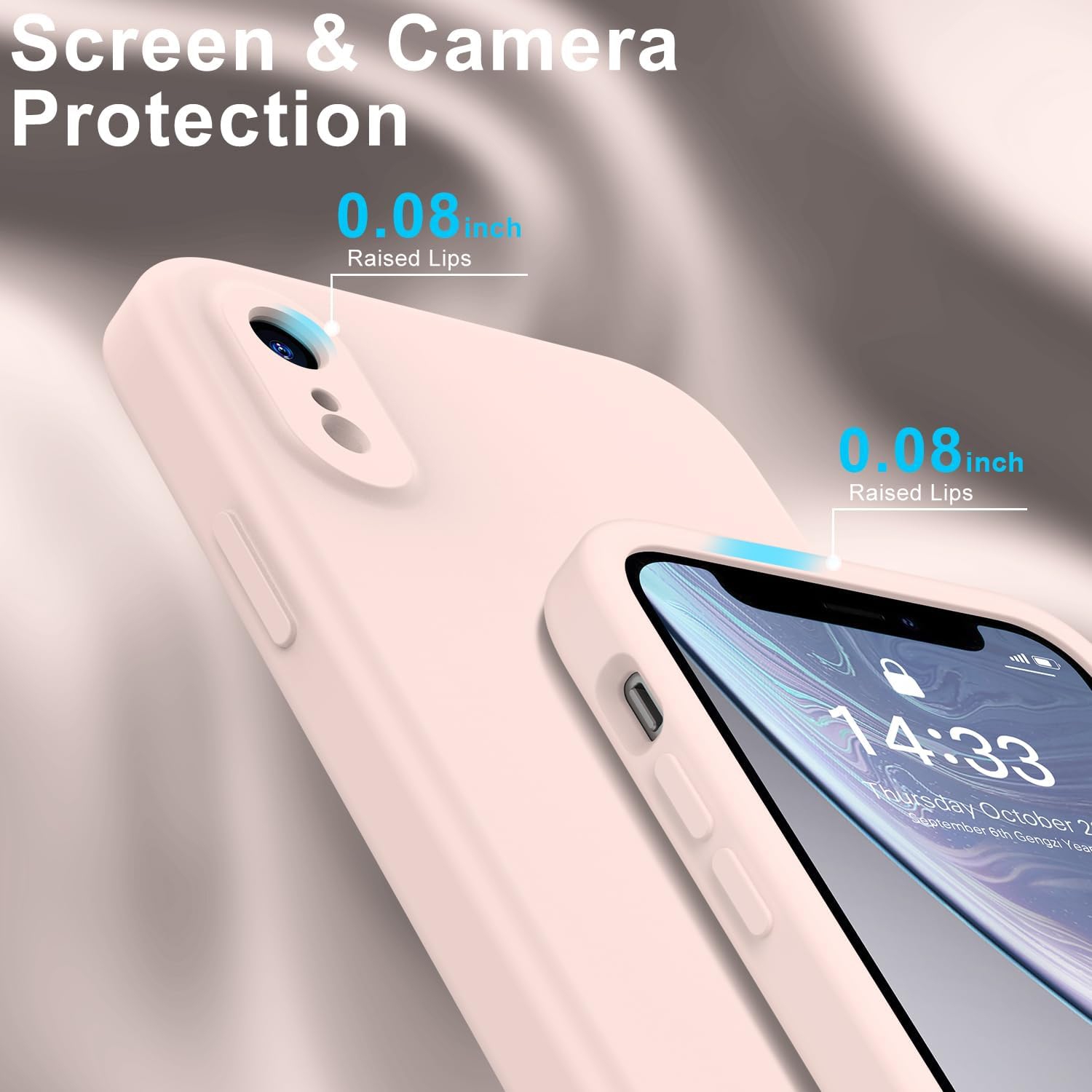 Designed for iPhone XR Case with Screen Protector - Enhanced Camera Cover - Soft Microfiber Lining - Liquid