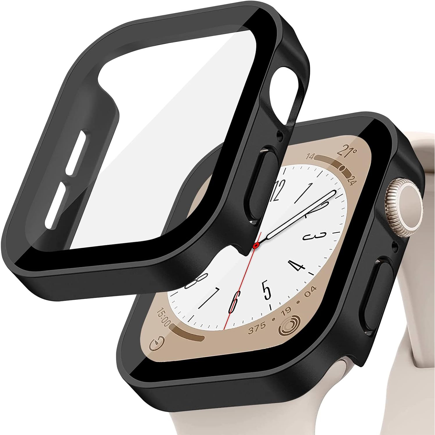 Pour Apple Watch 40&nbsp;mm, boîtier rigide avec protecteur d'écran en verre trempé, couvercle de montre pour Apple Watch SE 6 5 4