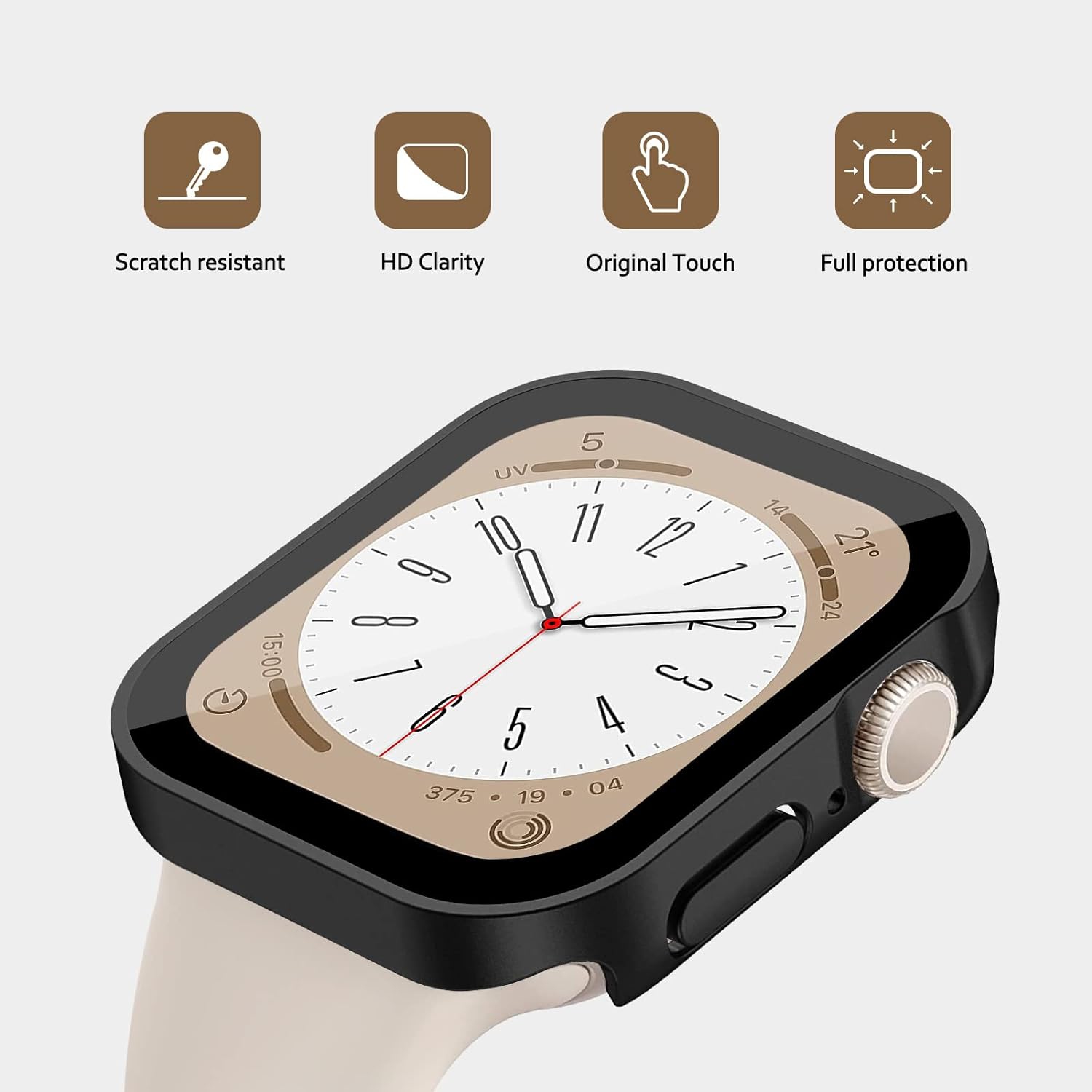 Pour Apple Watch 40&nbsp;mm, boîtier rigide avec protecteur d'écran en verre trempé, couvercle de montre pour Apple Watch SE 6 5 4