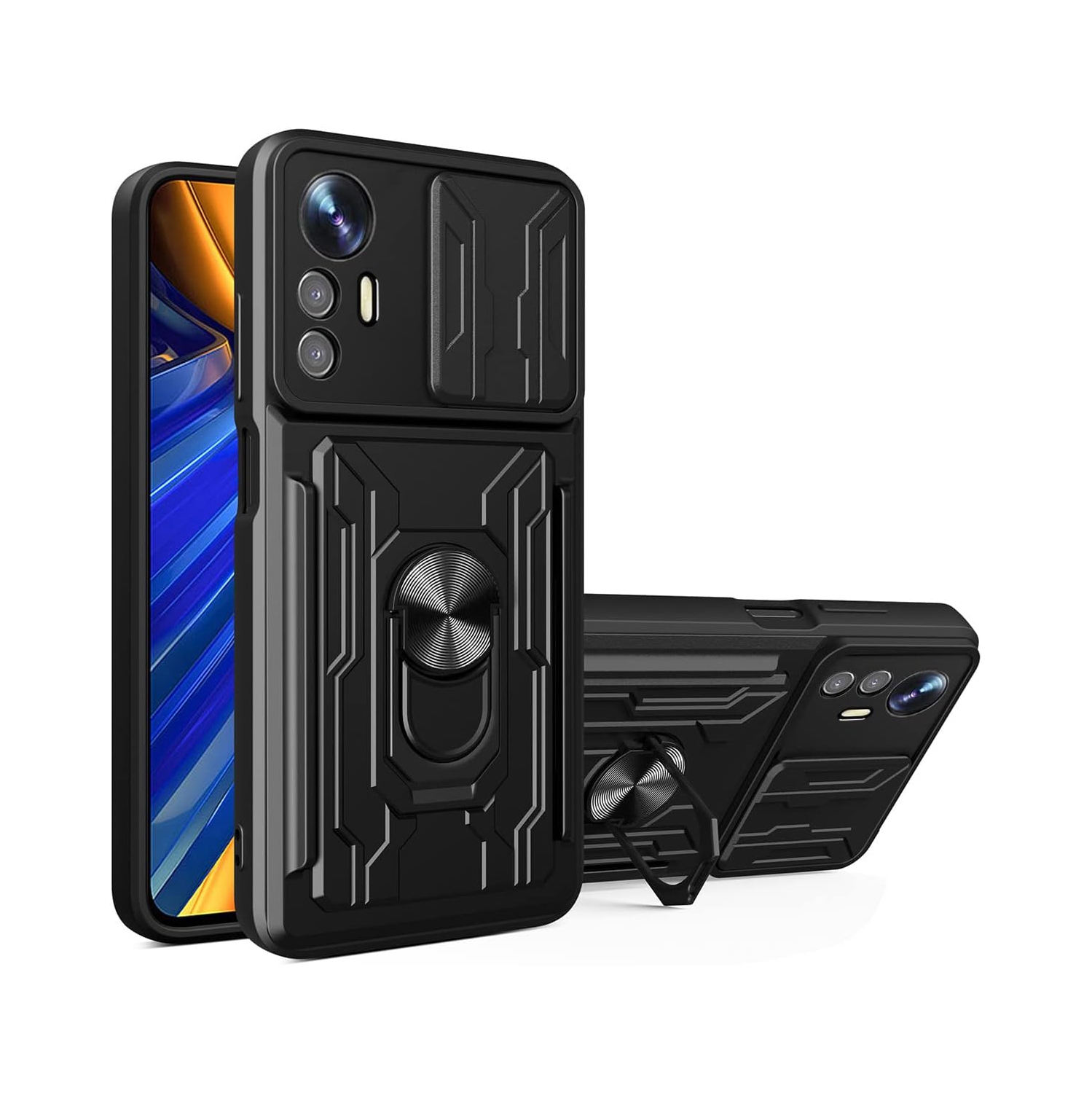 for Xiaomi 12 Lite Case Sliding Window Case with Card Holders, Cover with Slide Camera Protection Built-in