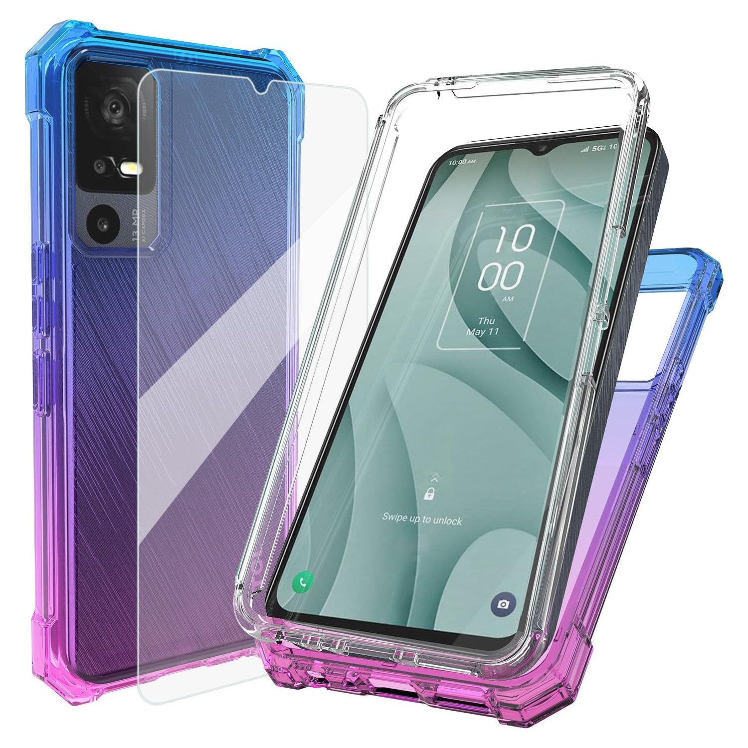 Phone Case for TCL 40 XE 5G, TCL 40 XE Case with Screen Protector, Dual Layer Structure Protection,