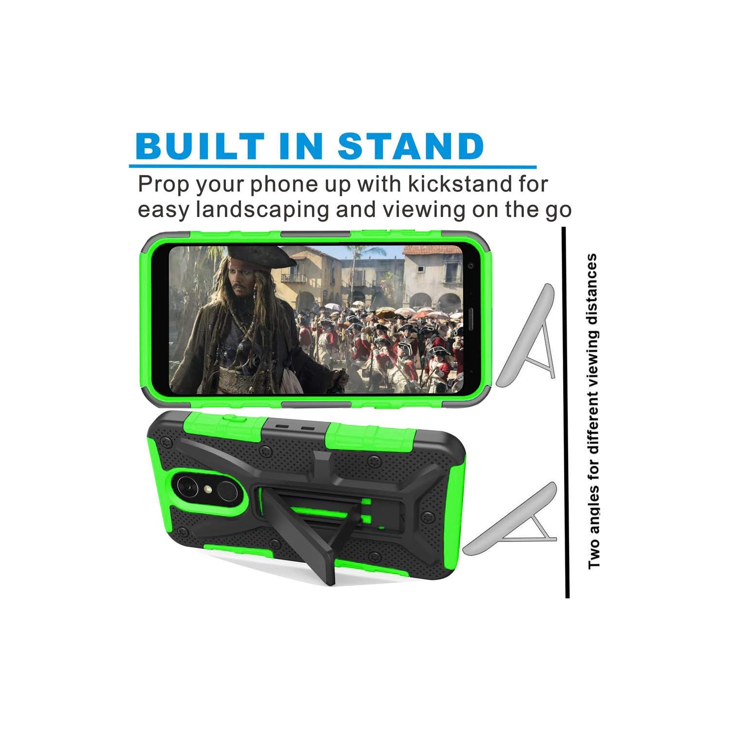 LG – Étui Q7, étuis LG Q7, [qualité militaire] béquille en forme d’anneau rigide en TPUR souple pour LG Q7