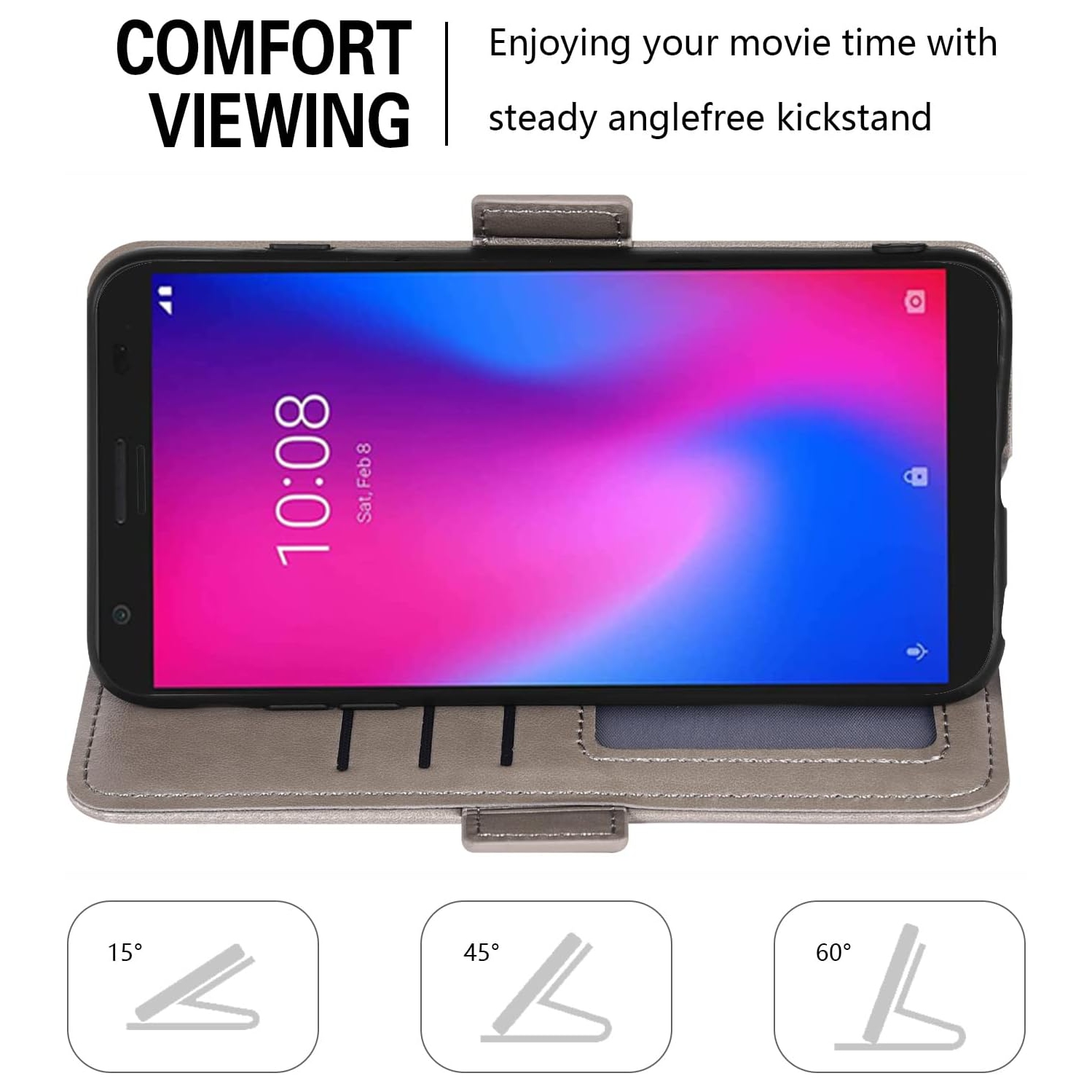 Compatible avec l'étui portefeuille Avid 579 Z5156CC de ZTE et les accessoires de sac à main à rabat avec protecteur d'écran en verre trempé