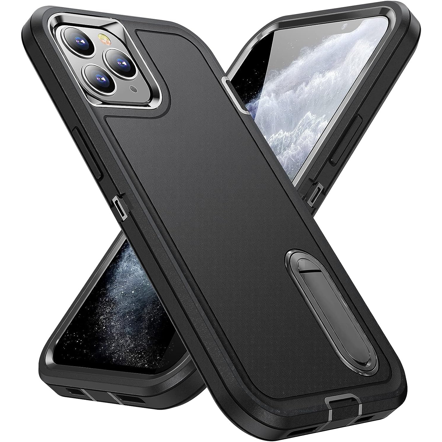 iPhone 11 Pro Max Case with Build-in Kickstand,Heavy Duty Protection Shockproof Anti-Scratch Rugged Slim Fit