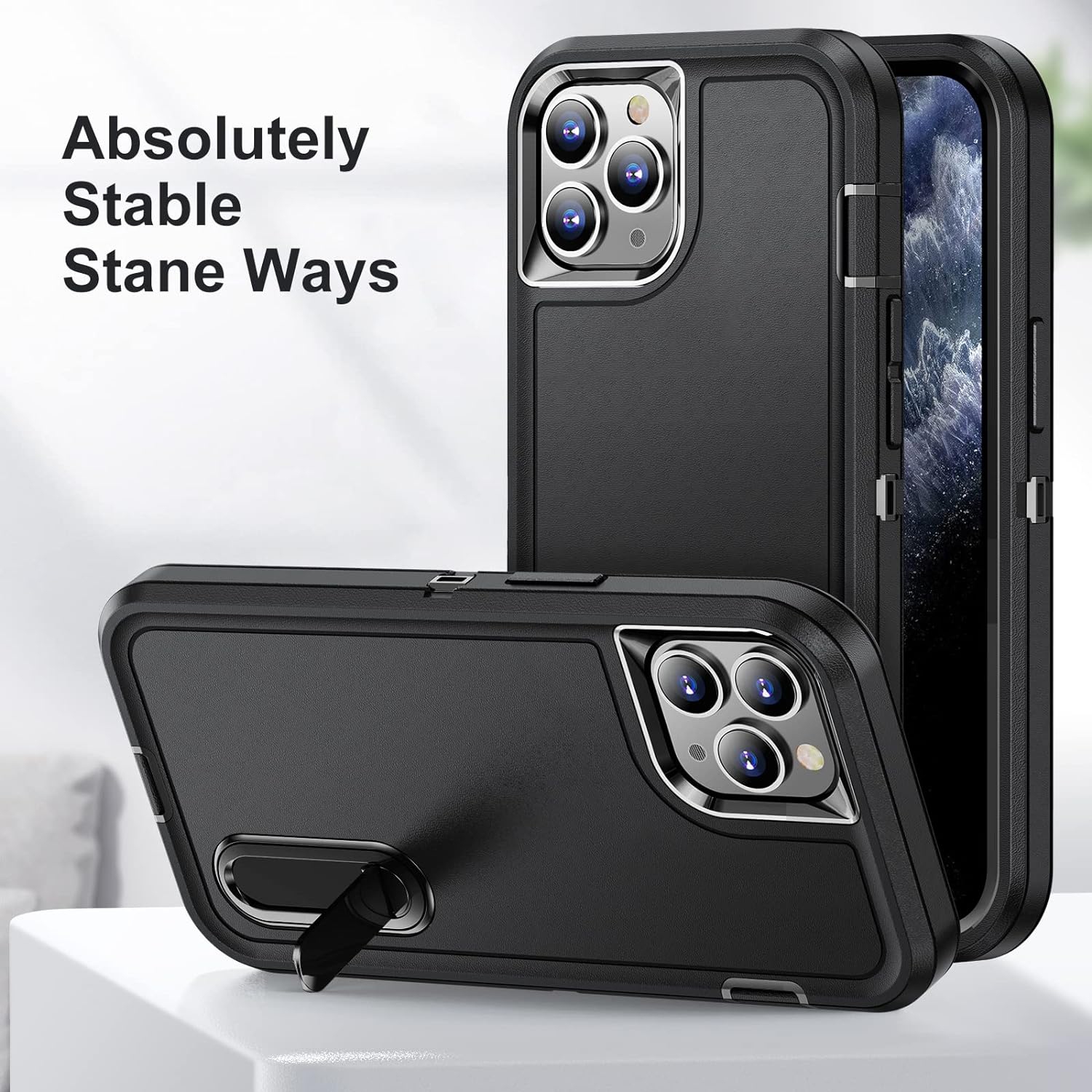 iPhone 11 Pro Max Case with Build-in Kickstand,Heavy Duty Protection Shockproof Anti-Scratch Rugged Slim Fit
