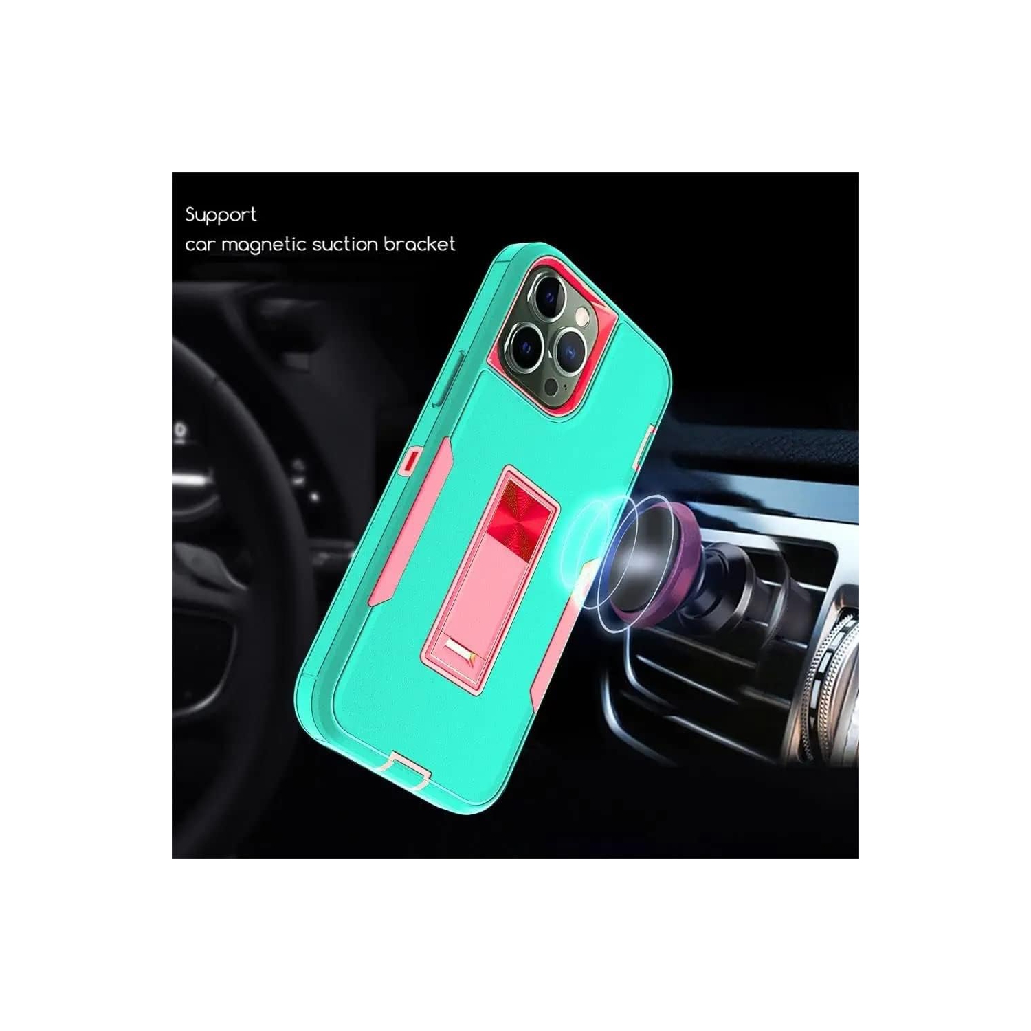 Professional Design for iPhone 13 Pro Case with Stand, Military-Grade Drop Protection, Fit for Magnetic Car