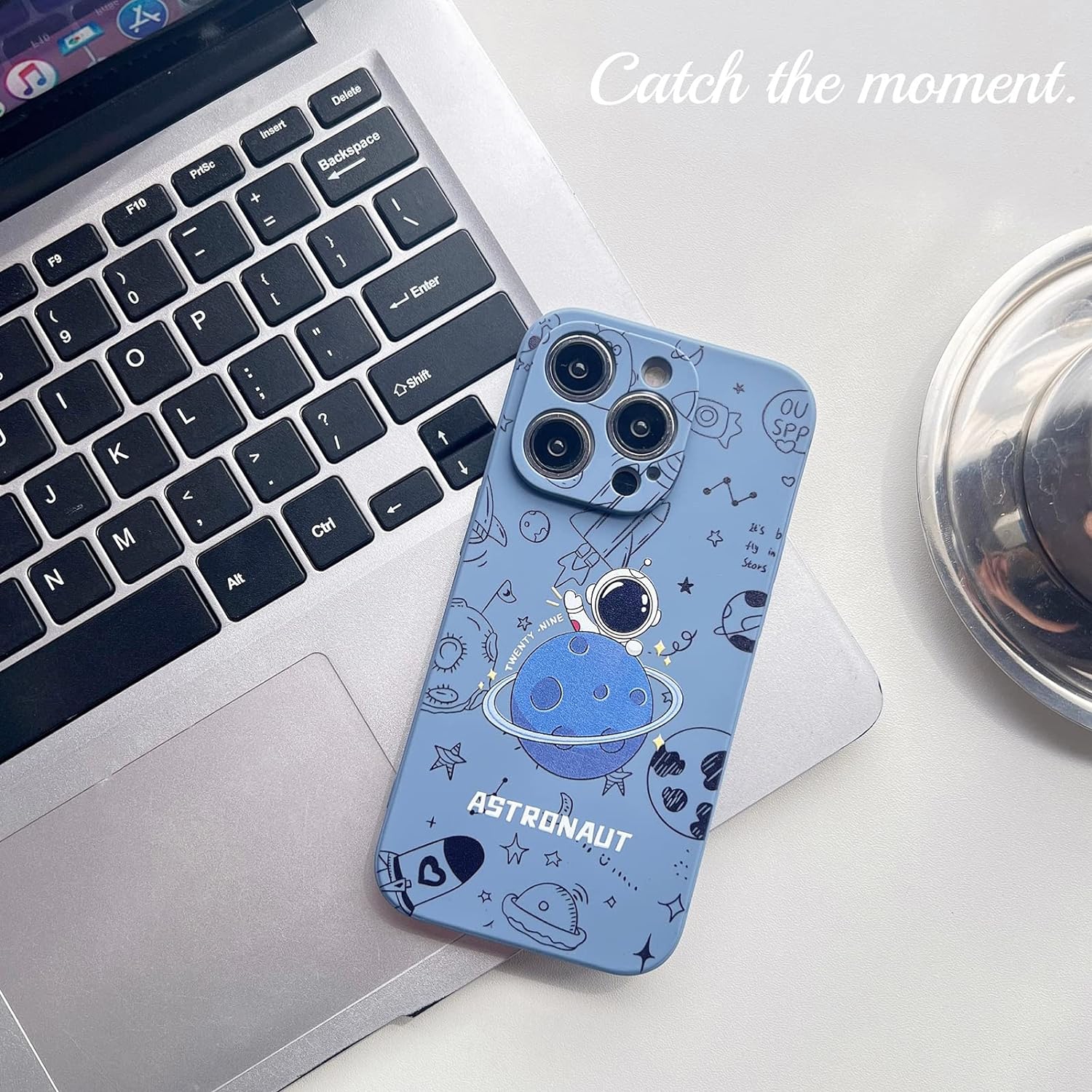 for iPhone 12 Pro Max Clear Cute Case, Cool Cartoon Astronaut Space Planet Moon Design Stylish TPU Bumper