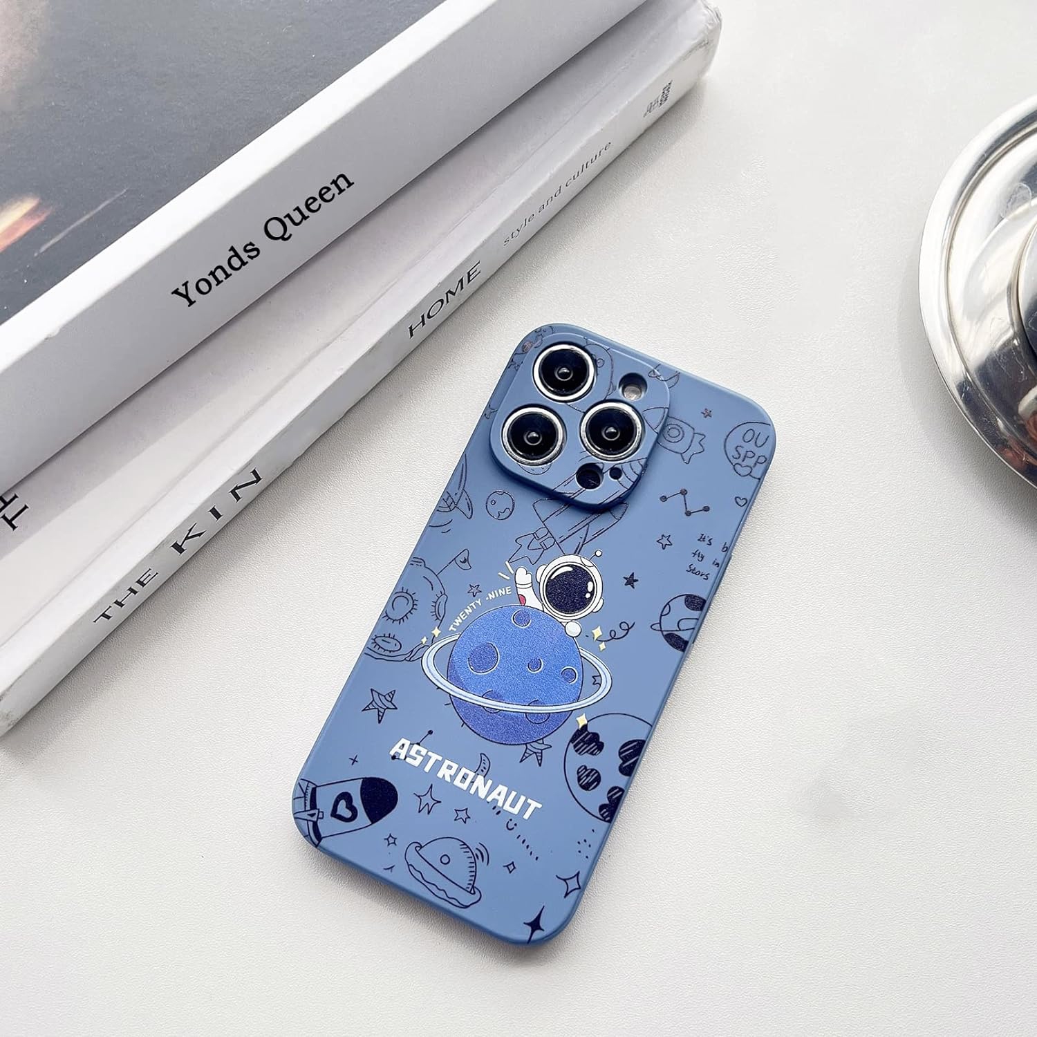 for iPhone 12 Pro Max Clear Cute Case, Cool Cartoon Astronaut Space Planet Moon Design Stylish TPU Bumper