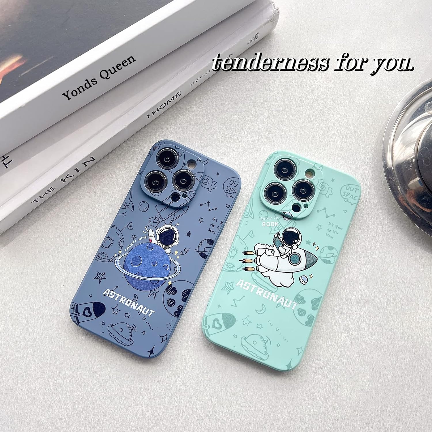 for iPhone 12 Pro Max Clear Cute Case, Cool Cartoon Astronaut Space Planet Moon Design Stylish TPU Bumper