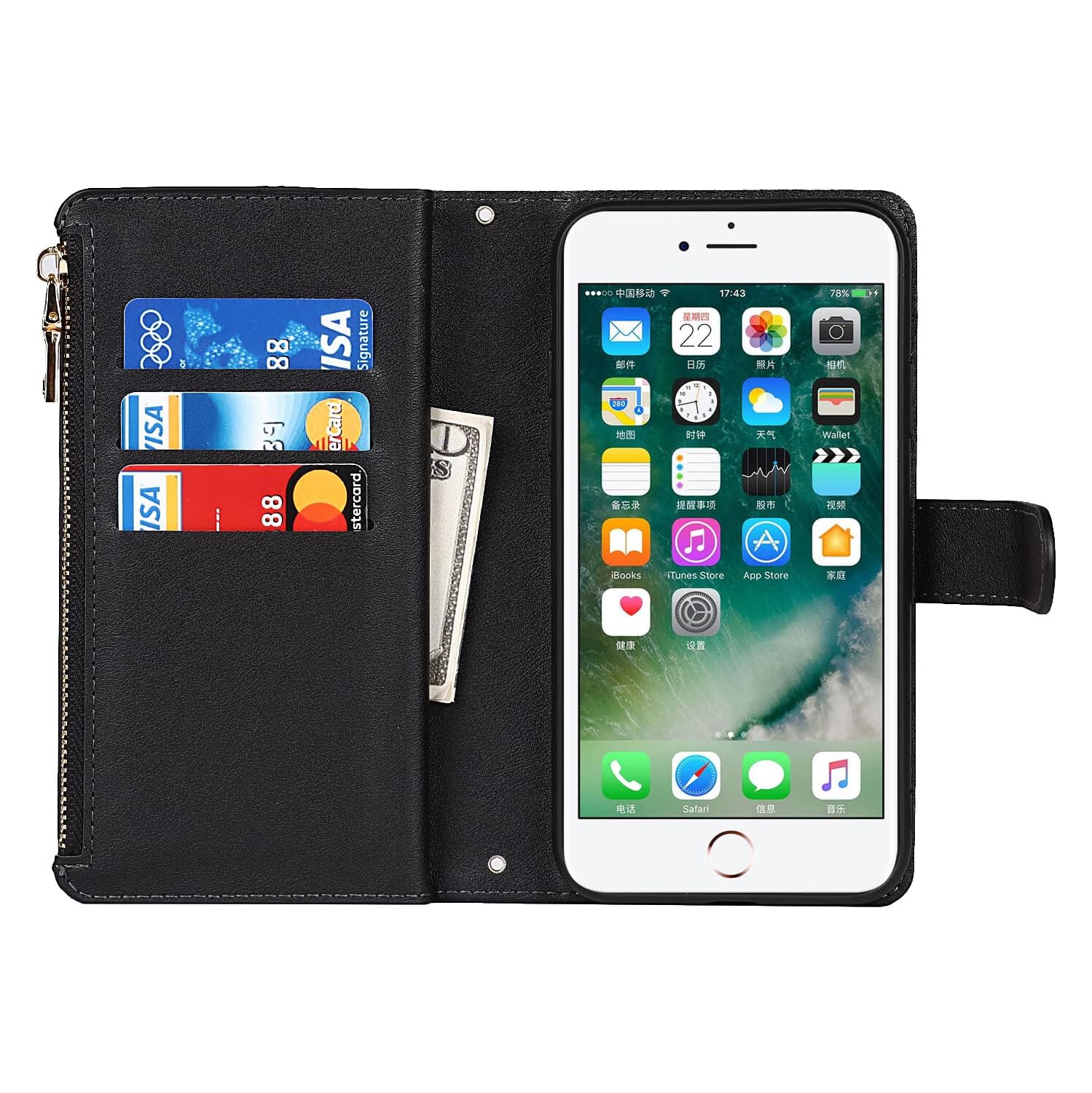 Etui – Étui portefeuille Coque iPhone 7 plus iPhone 8 plus, étui portefeuille iPhone 8 plus, étui pour iPhone 8 plus, iPhone 8 plus