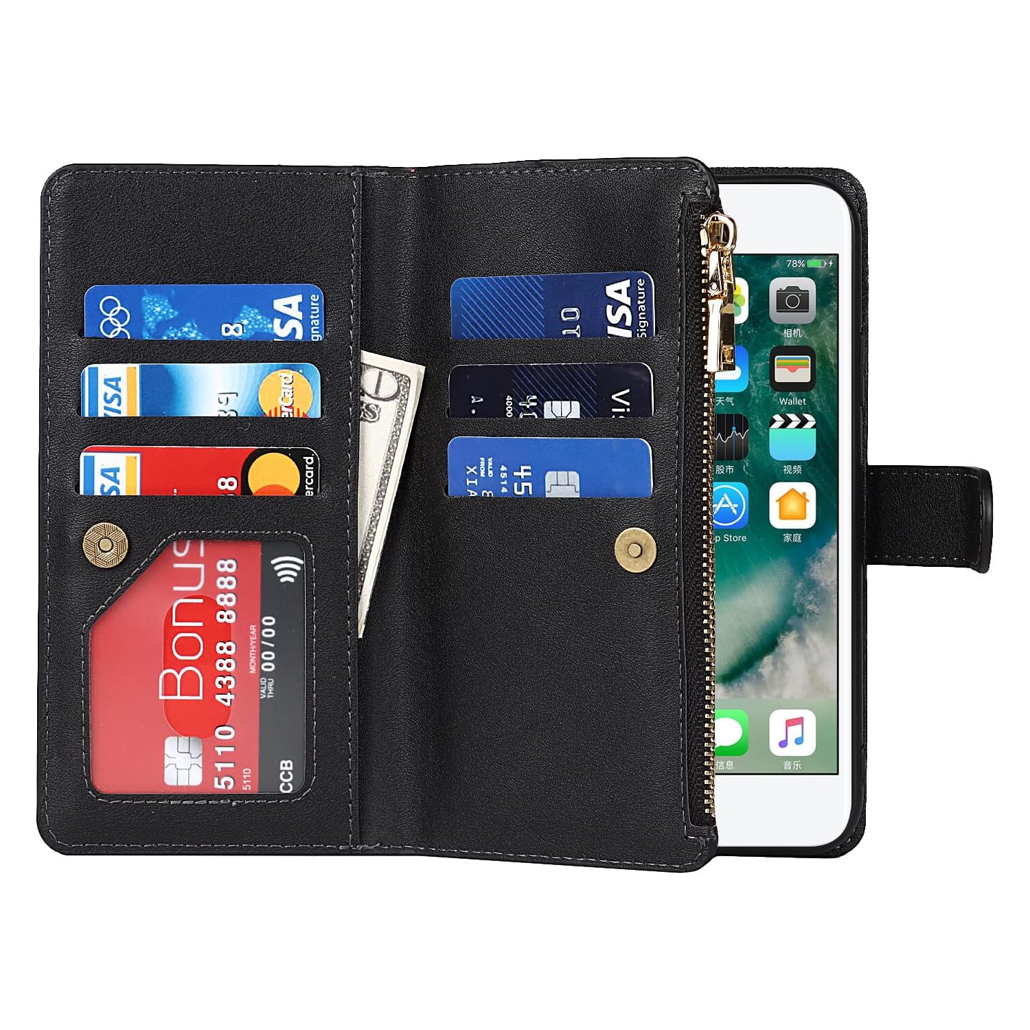 Etui – Étui portefeuille Coque iPhone 7 plus iPhone 8 plus, étui portefeuille iPhone 8 plus, étui pour iPhone 8 plus, iPhone 8 plus
