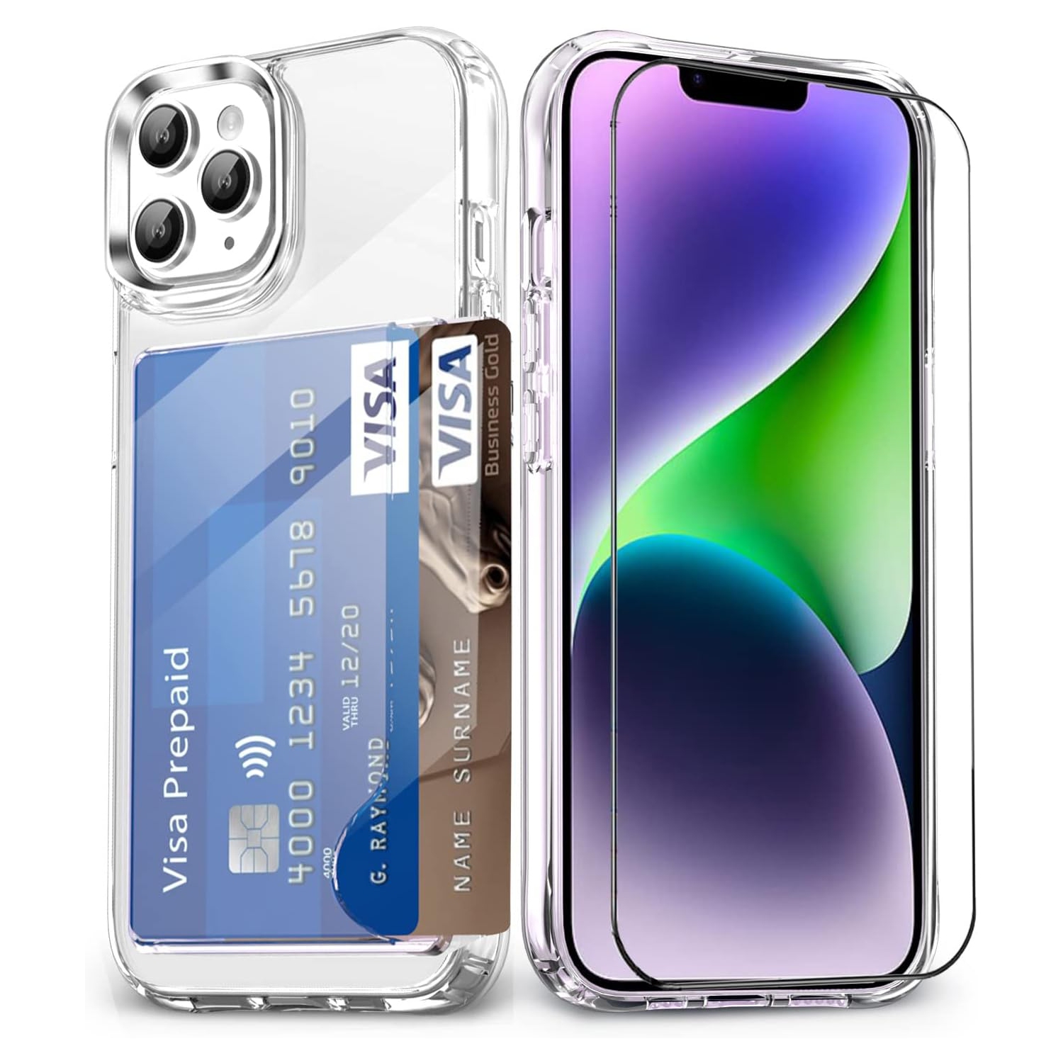 Wallet Case for iPhone 11 Pro 5.8 inch with Card Holder Slot Shockproof Protective Soft TPU+Hard PC Slim Clear Cover