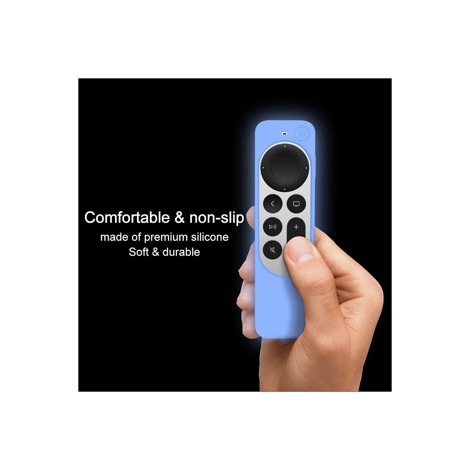 Cover Case Replacement for New Apple 4k TV Series 6 Generation 2021 Remote Control, Blue Siri 2nd Silicone Skin