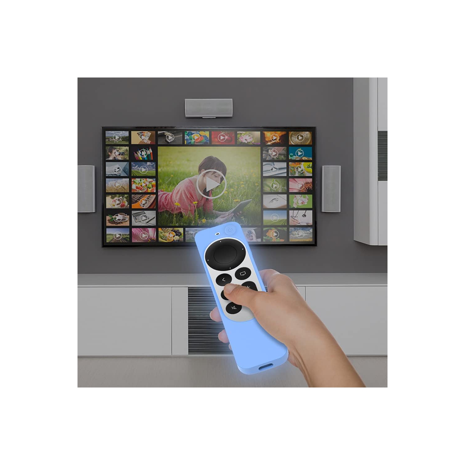 Cover Case Replacement for New Apple 4k TV Series 6 Generation 2021 Remote Control, Blue Siri 2nd Silicone Skin