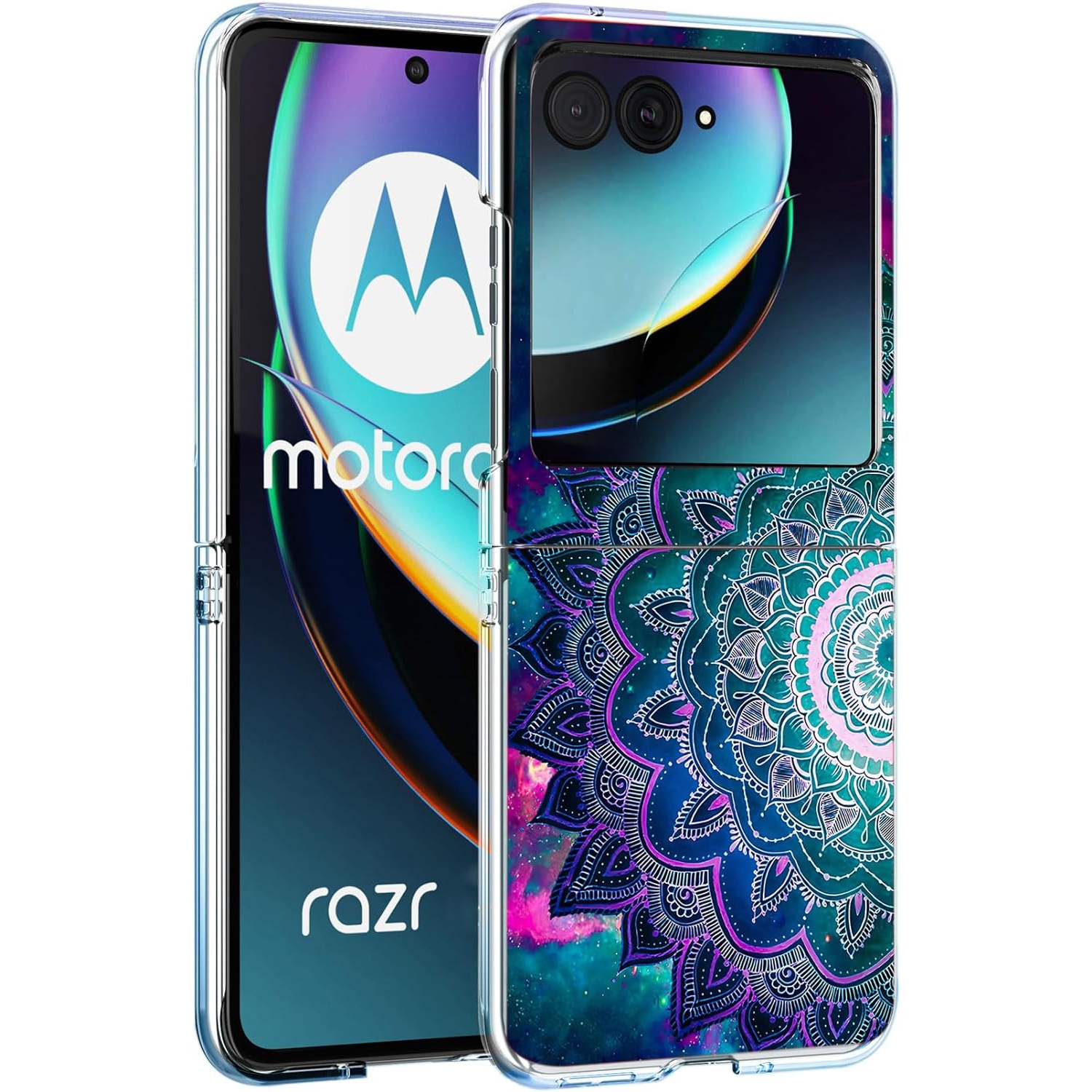 Razr Plus 2023 Case, Mandala Flower Space Anti-Scratch Solid Hard case Protective Shookproof Phone Cover