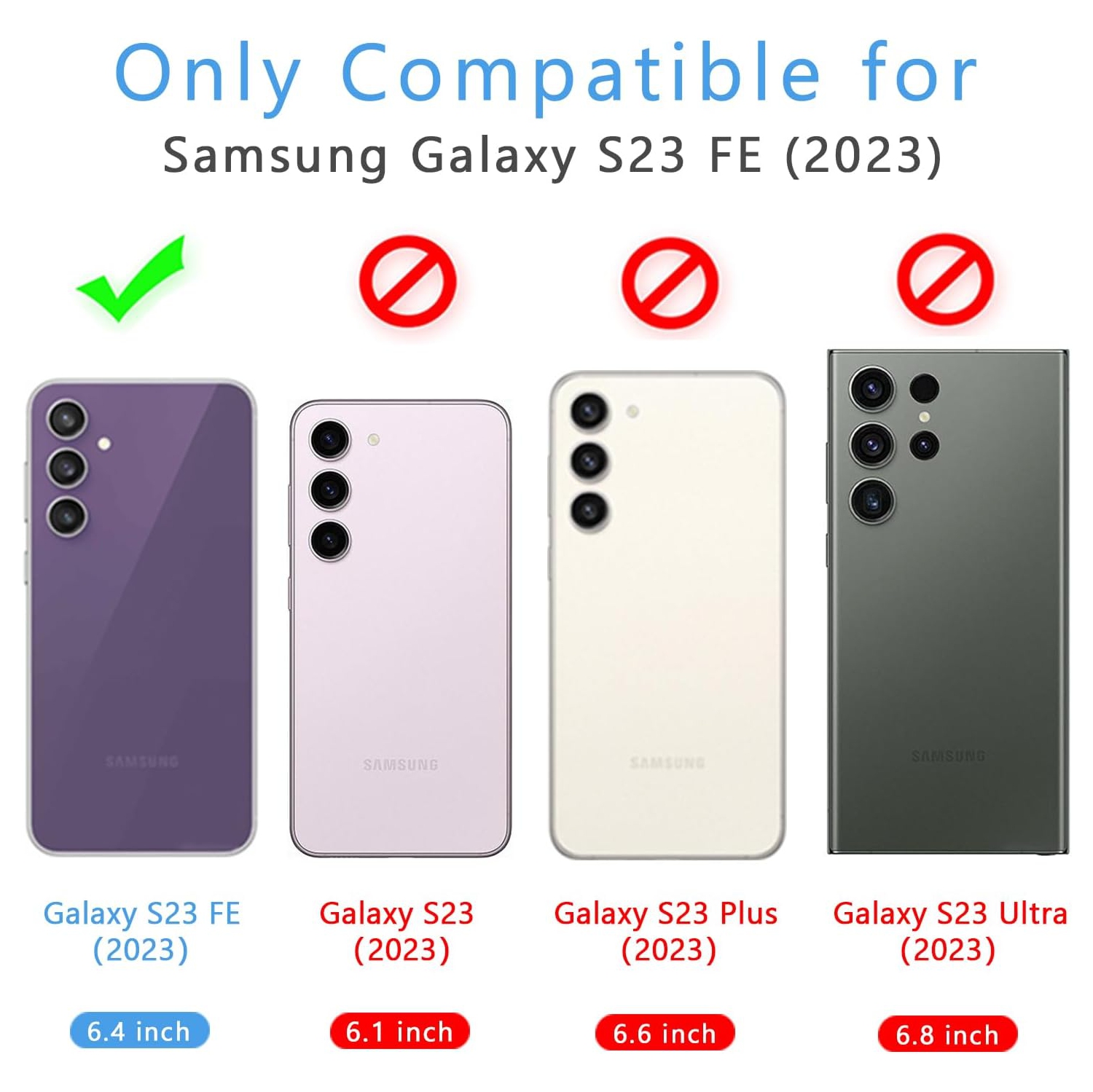 Case for Samsung Galaxy S23 FE 5G 2023, Detachable Magnetic Wallet Card Cash Slot Case Cover Support Wireless