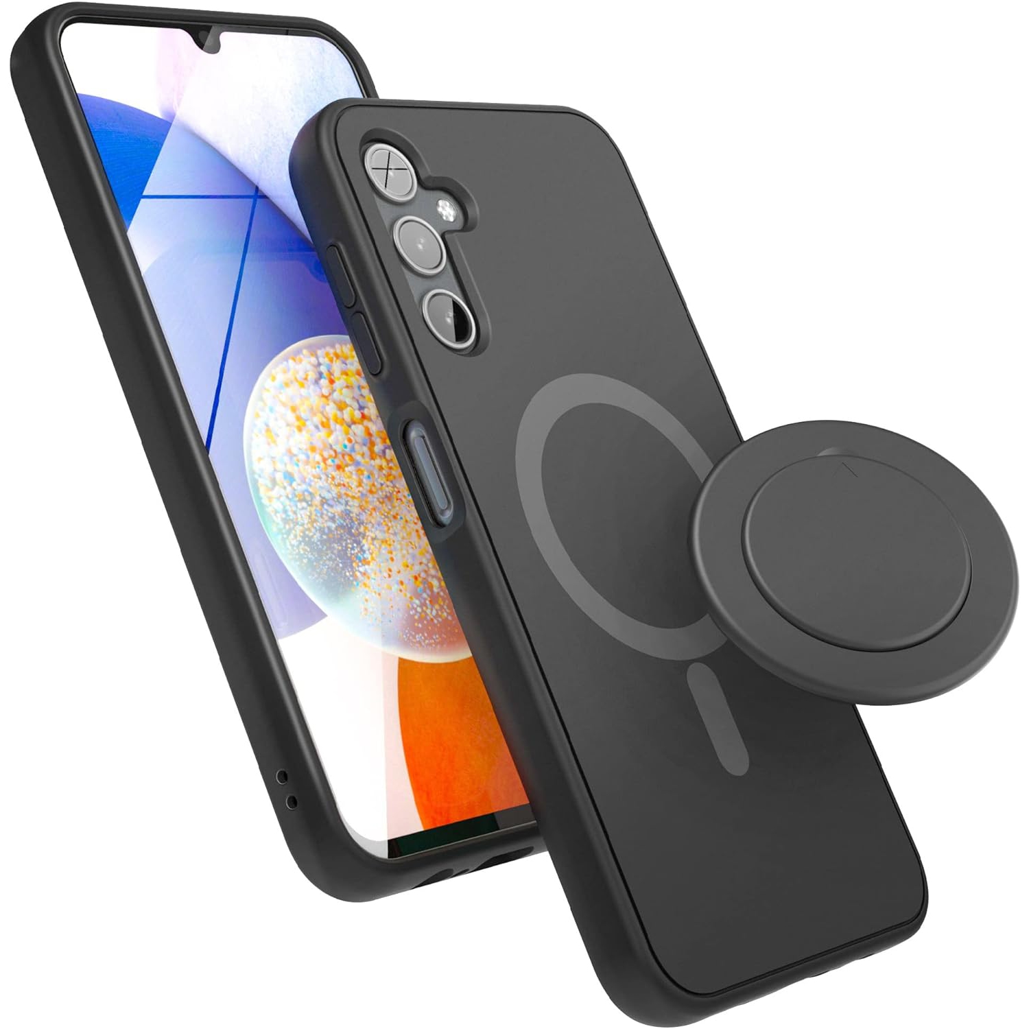 Magnetic Samsung Galaxy A14 5G Case with Phone Grip Kickstand - Compatible with MagSafe Accessories