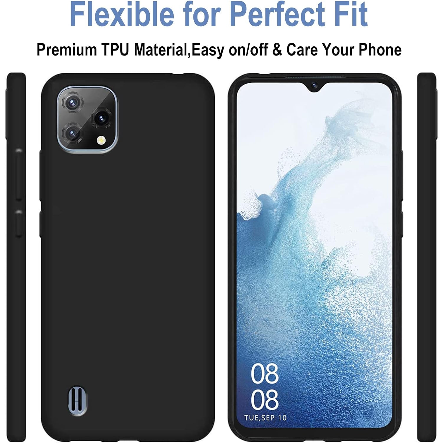 Case for Blackview A55 with 3 Tempered Glass Screen Protector, Flexible TPU Shockproof Protective Phone Case