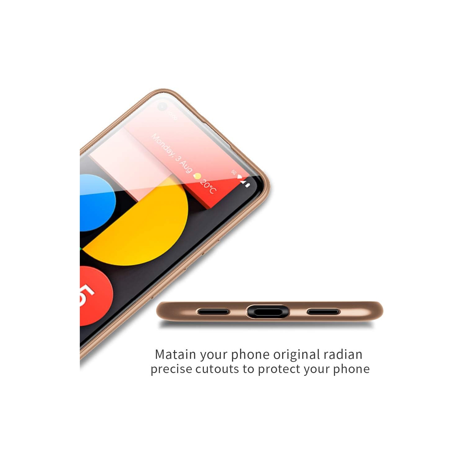 Étui mince souple ajusté en TPUR mat pour Pixel 5 5G de Google [série Guardian] Light