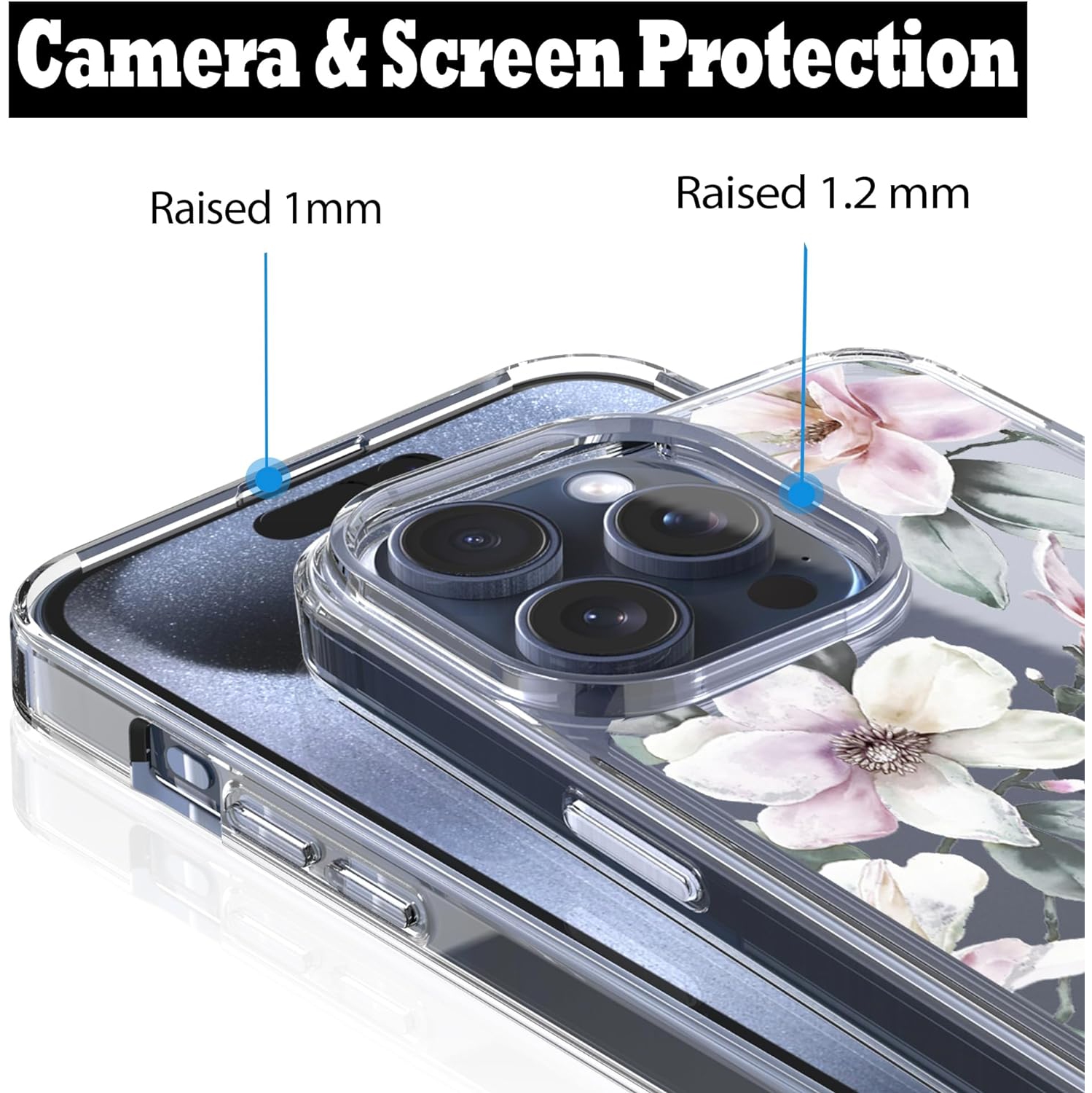 Case for iPhone 15 Pro Max, Anti-Scratch Shockproof Series Clear Hard PC + TPU Bumper Protective Cover Case