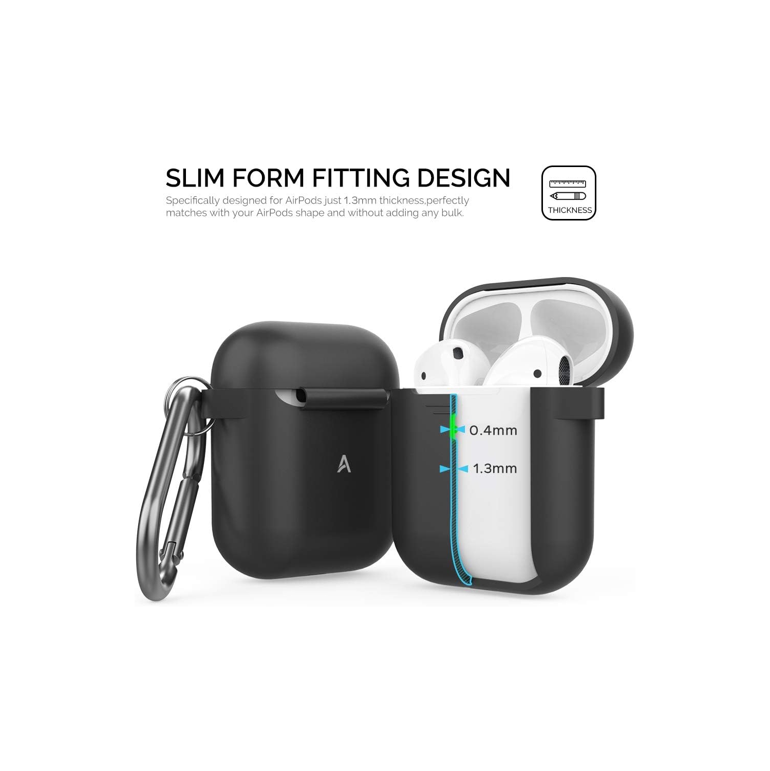Upgrade AirPods Case Protective Cover Skin [Front LED Visible] Silicone Compatible with Apple AirPods 2 & 1