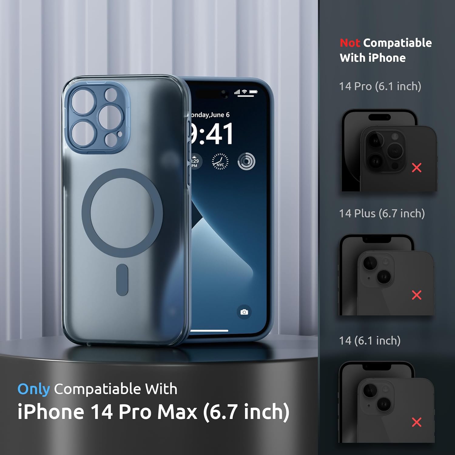 Matte Case Compatible with iPhone 14 Pro Max Case 6.7 Inch, Translucent Matte Shockproof Frosted Case Cover