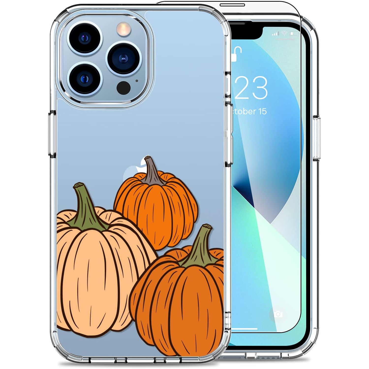 iPhone 13 Pro Max Case with Screen Protector,Clear Cover with Fashion Cute Designs for Women Girls,Slim Fit