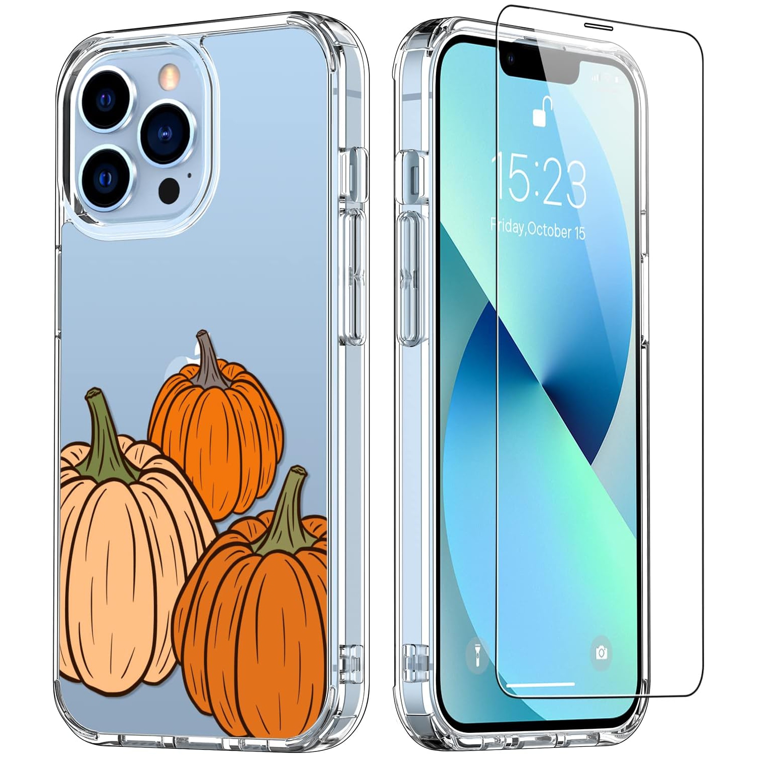 iPhone 13 Pro Max Case with Screen Protector,Clear Cover with Fashion Cute Designs for Women Girls,Slim Fit