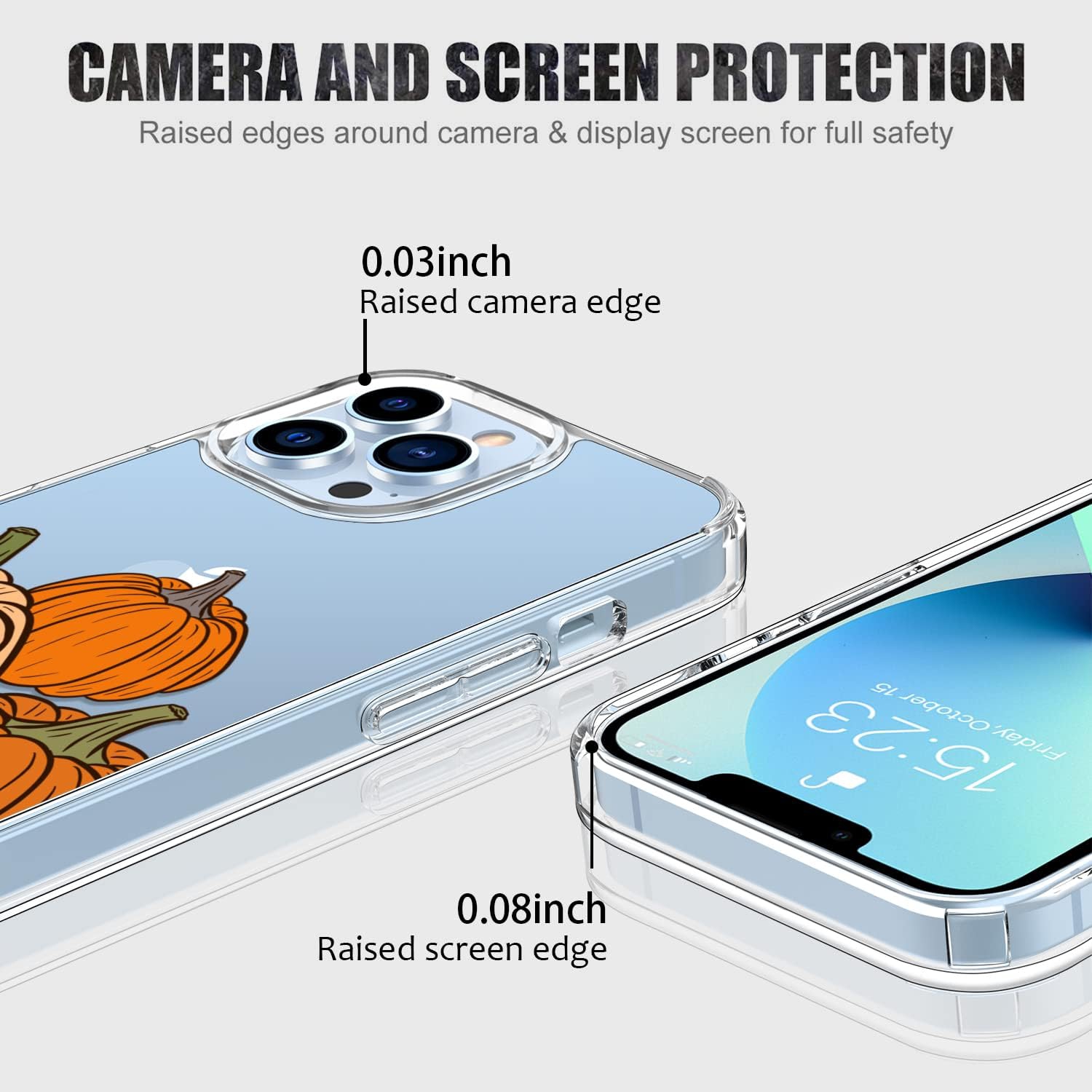 iPhone 13 Pro Max Case with Screen Protector,Clear Cover with Fashion Cute Designs for Women Girls,Slim Fit