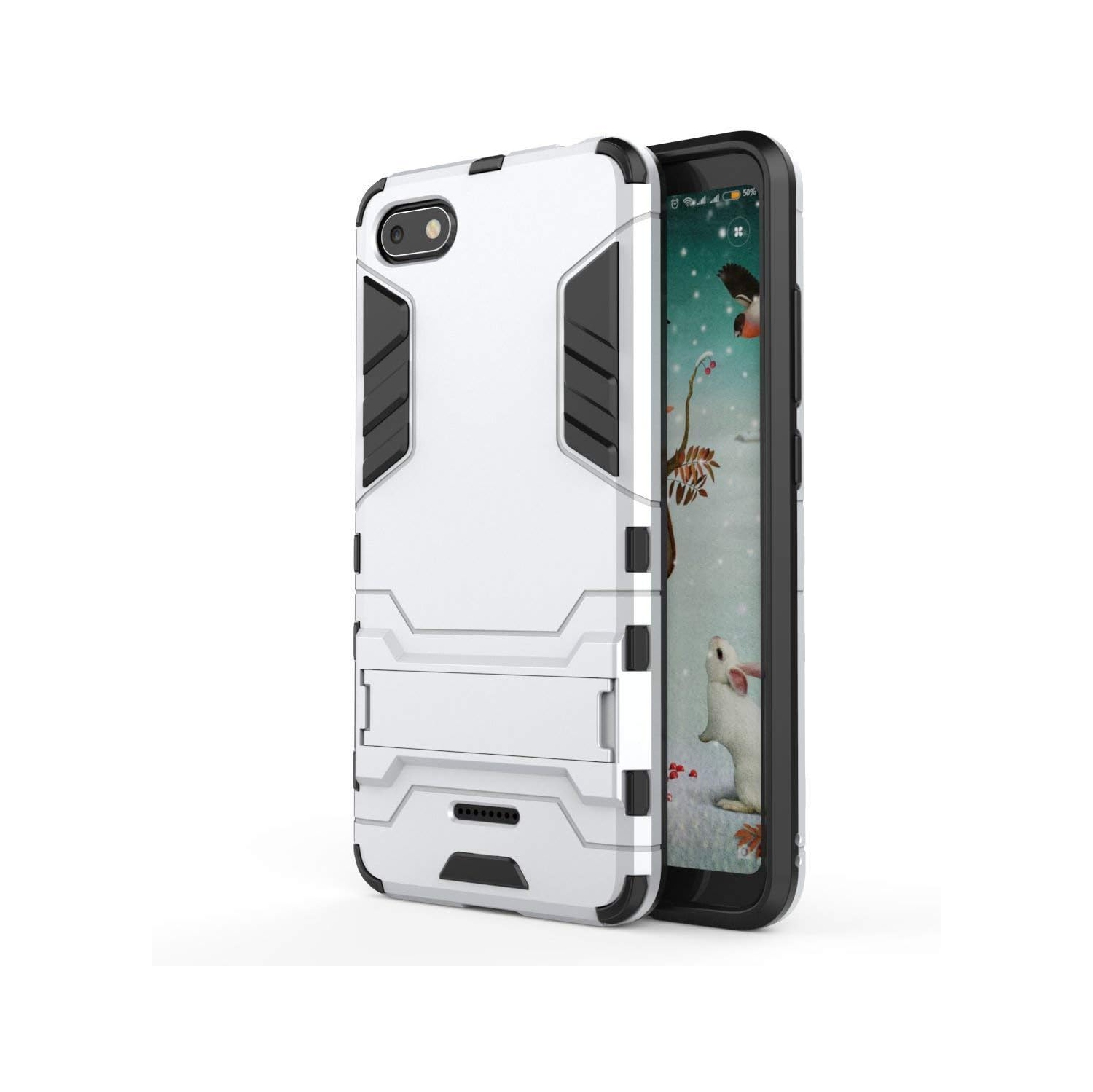Case for Xiaomi Redmi 6A 2 in 1 Shockproof with Kickstand Feature Hybrid Dual Layer Armor Defender