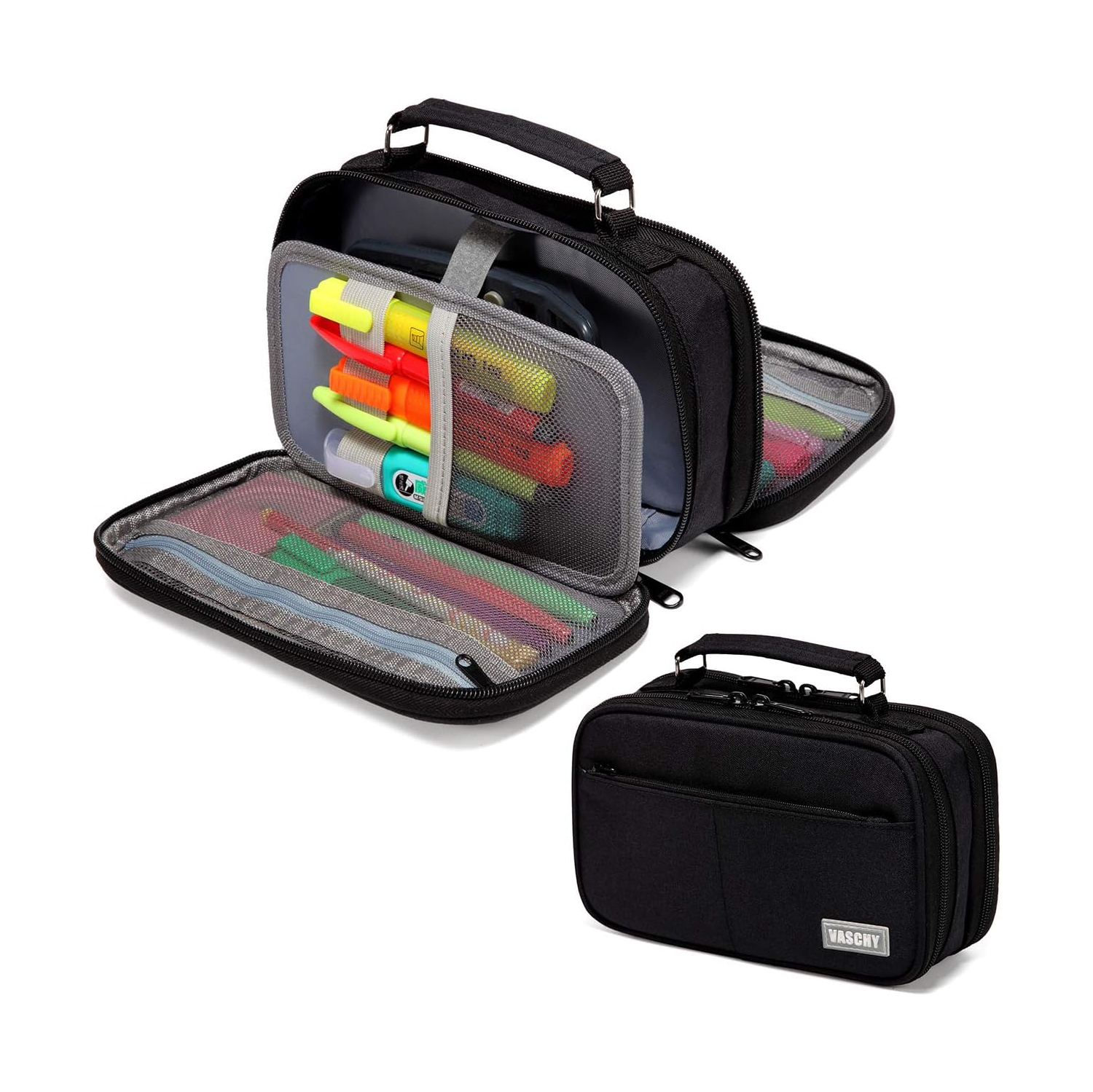 Étui à crayons, grande pochette à crayons avec compartiments pour l’école intermédiaire, le travail, porte-stylos de bureau, école d’organisation