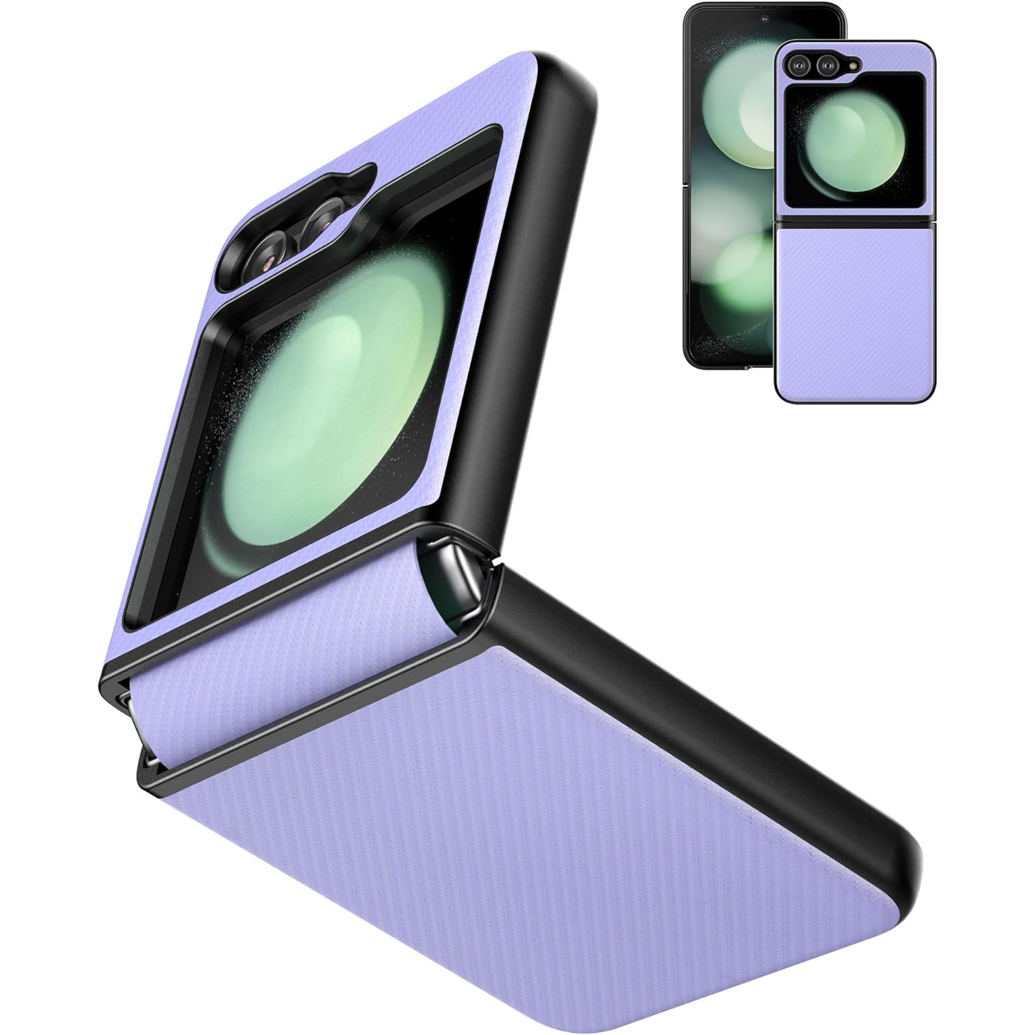 Slim Protective Case for Samsung Galaxy Z Flip 5 with Hinge Protection Rubber Strap PU Leather + Hard PC Shell,