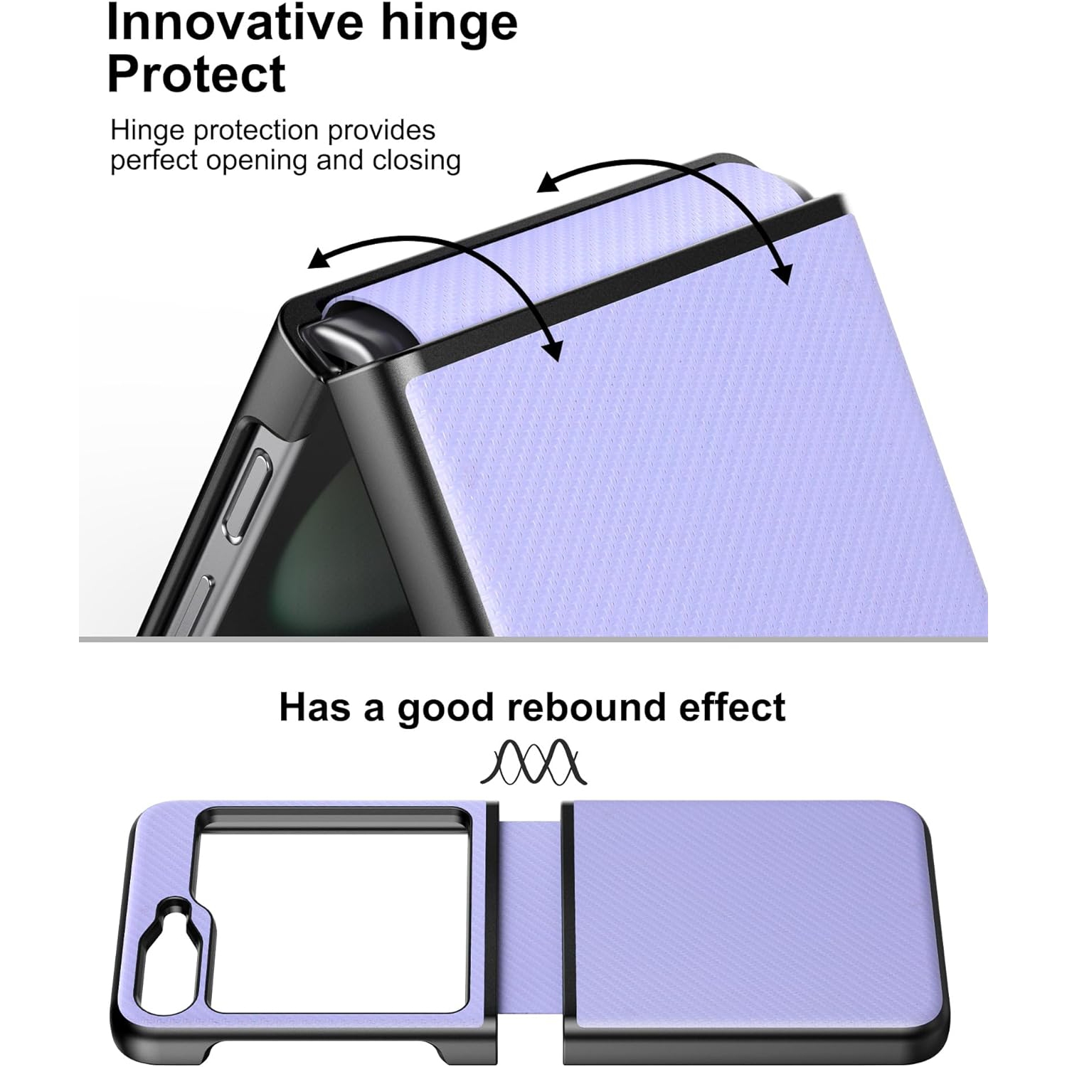 Slim Protective Case for Samsung Galaxy Z Flip 5 with Hinge Protection Rubber Strap PU Leather + Hard PC Shell,