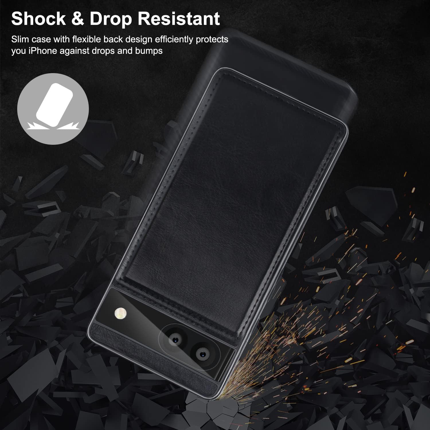 Étui-portefeuille en cuir pour Pixel 6 A de Google avec porte-carte, béquille rabat avec fentes pour cartes double fermoir magnétique