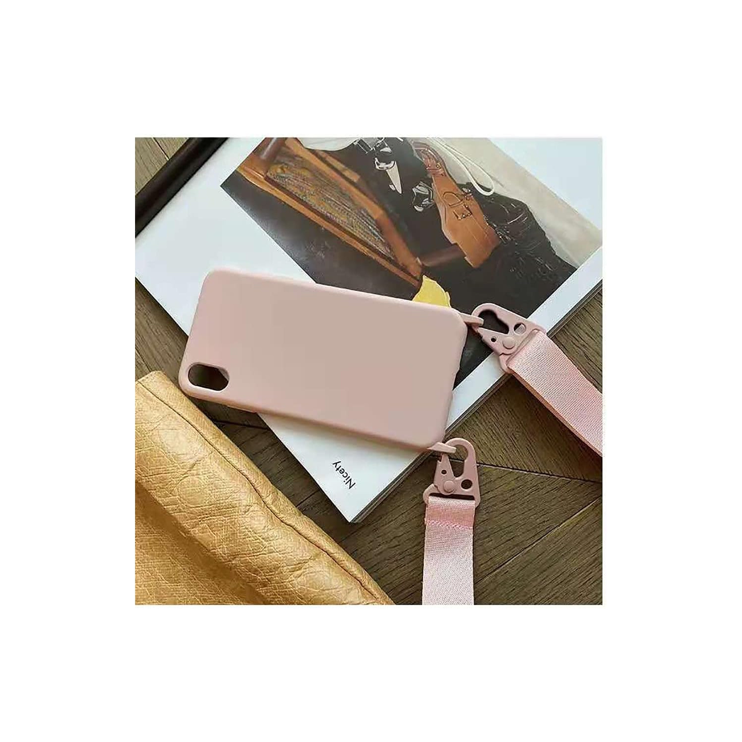 Pour iPhone 12 Pro Max, étui à bandoulière pour téléphone avec cordon, étui en silicone souple et bandoulière réglable