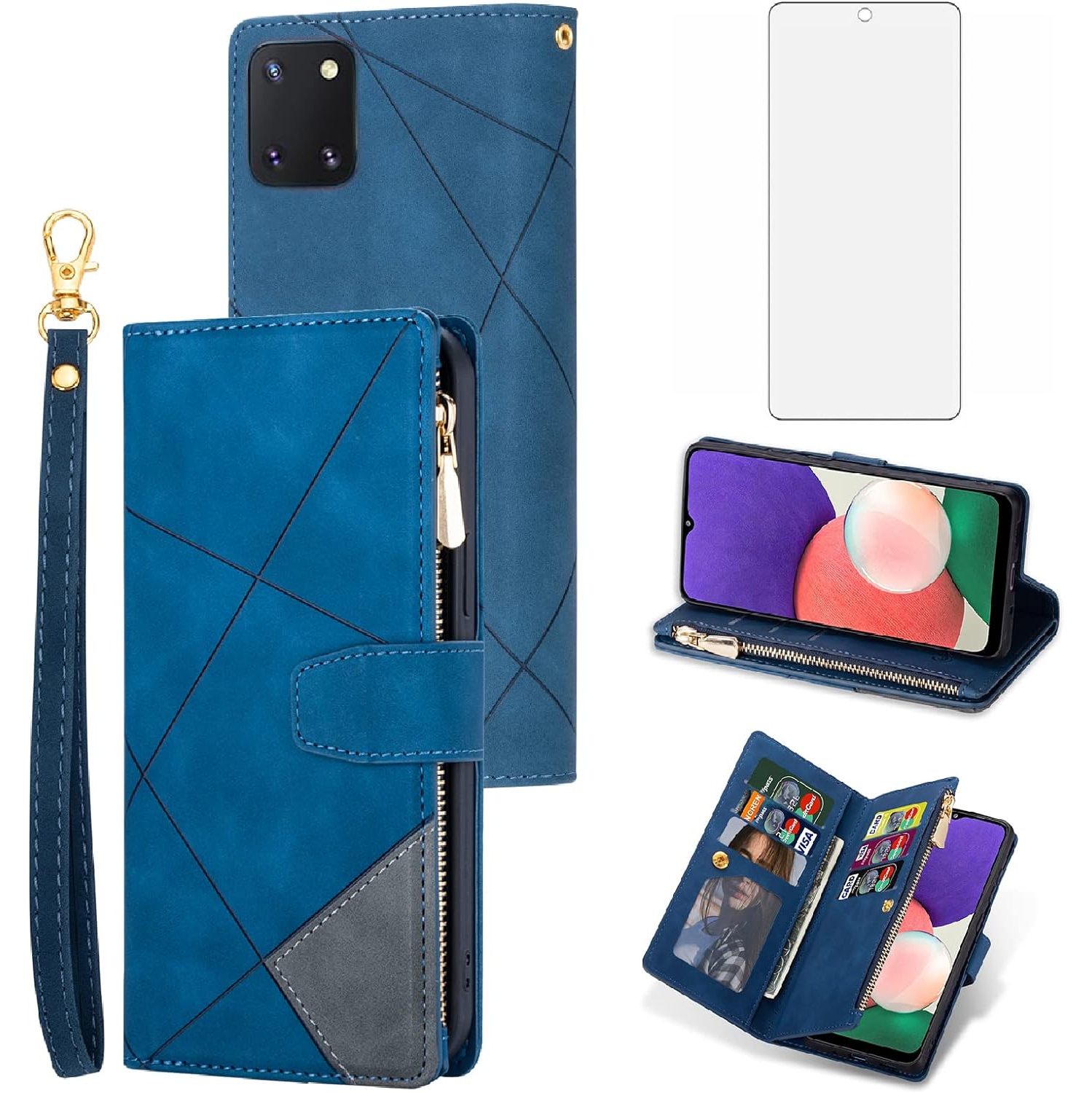 Étui pour Galaxy S10 Lite de Samsung avec protecteur d'écran en verre trempé et dragonne