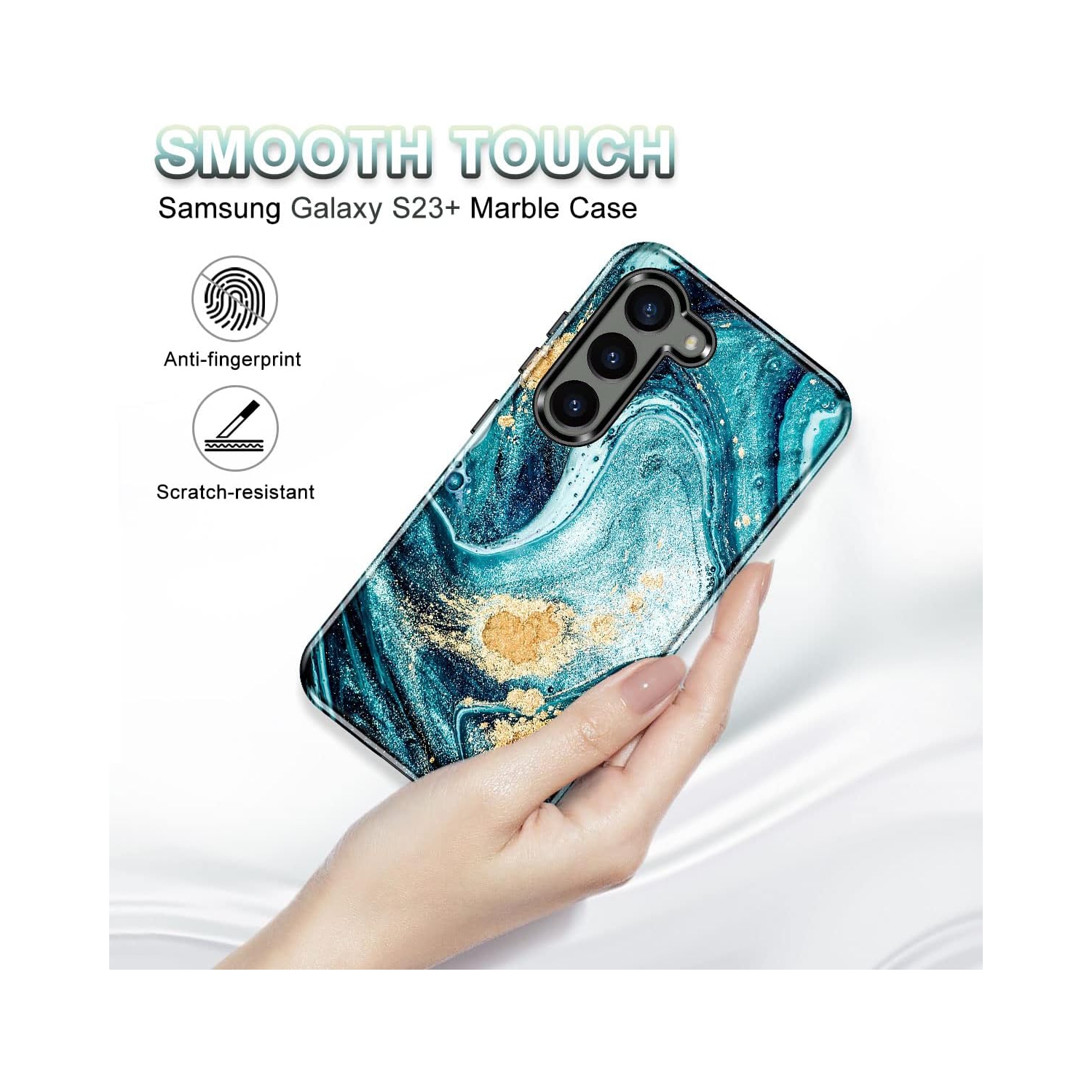 for Samsung Galaxy S23 Plus Case Marble Heavy Duty Shockproof Full Body Hard PC+Soft Silicone with [2Pcs