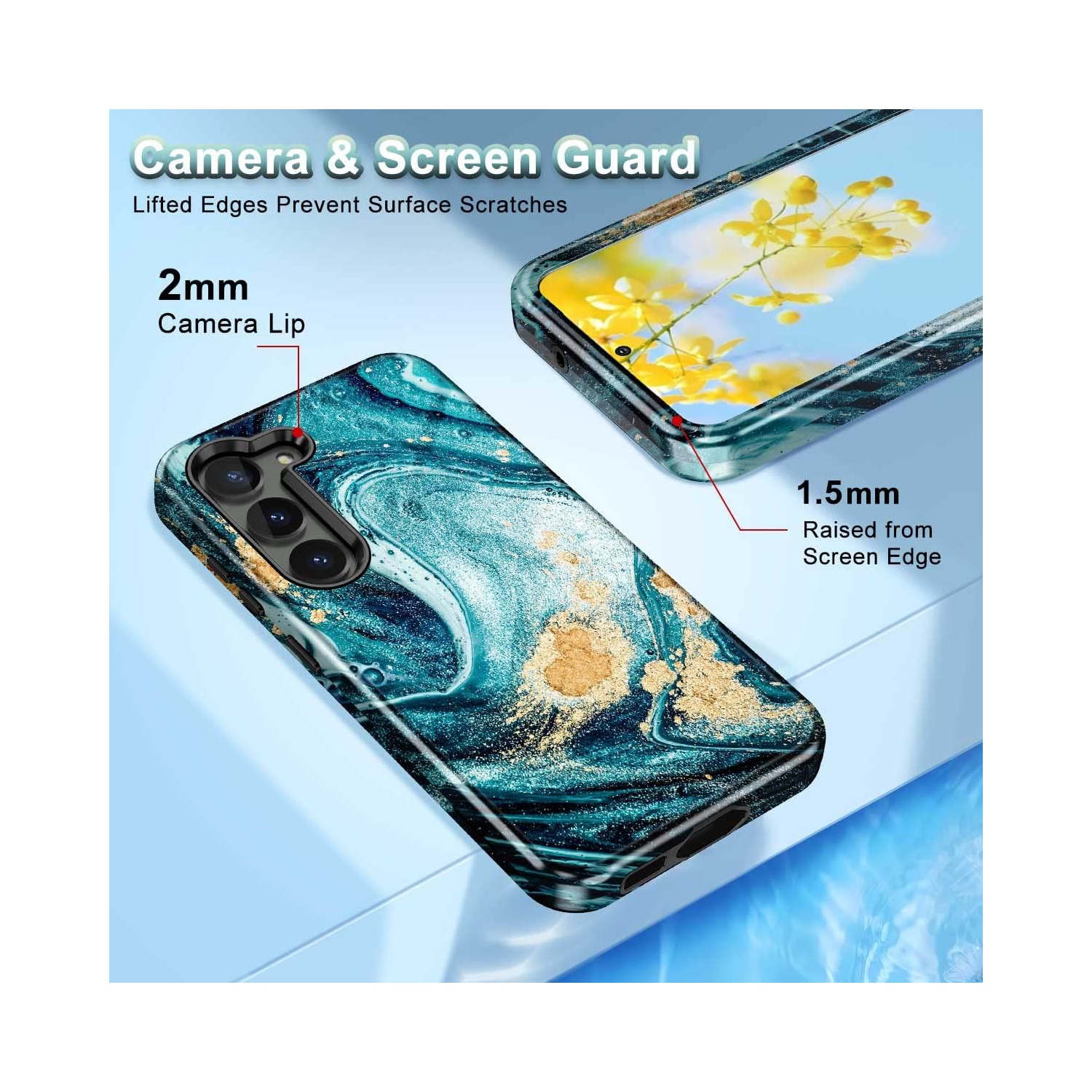 for Samsung Galaxy S23 Plus Case Marble Heavy Duty Shockproof Full Body Hard PC+Soft Silicone with [2Pcs