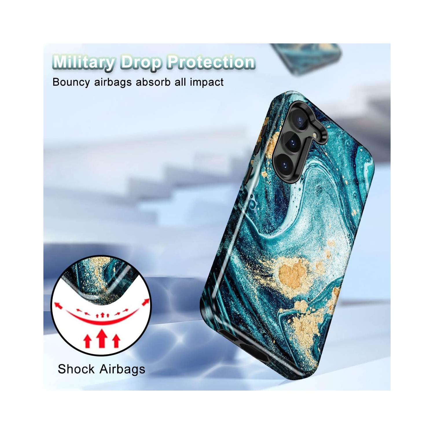 for Samsung Galaxy S23 Plus Case Marble Heavy Duty Shockproof Full Body Hard PC+Soft Silicone with [2Pcs