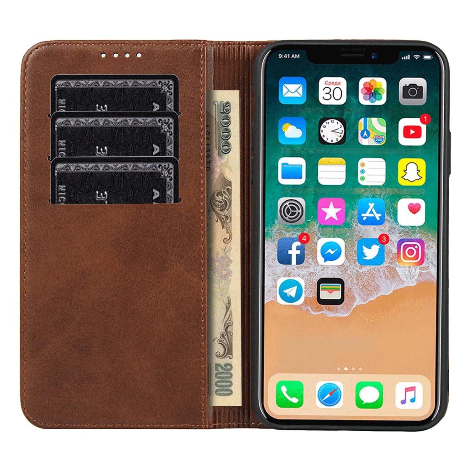 iPhone 11 Pro Max Wallet Case with Card Holder Slot Premium PU Leather Strong Magnetic Flip Folio Kickstand Drop